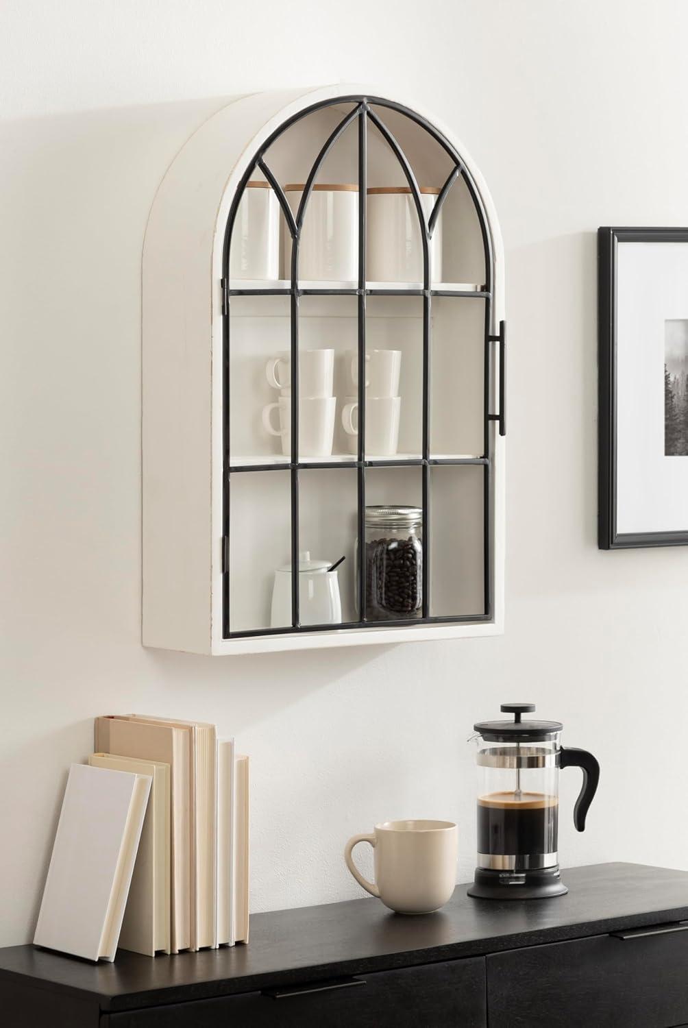 Kate and Laurel Megara Arched Wall Mounted Cabinet, 16x6x24, Black