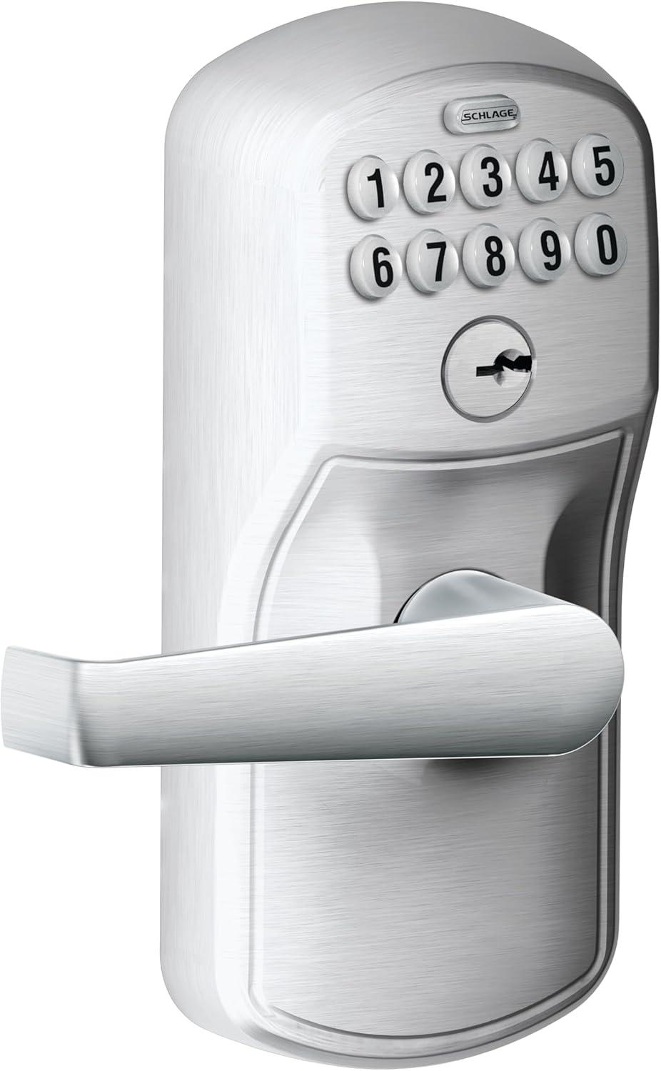 Satin Chrome Electronic Keypad Entry Lock with Lever