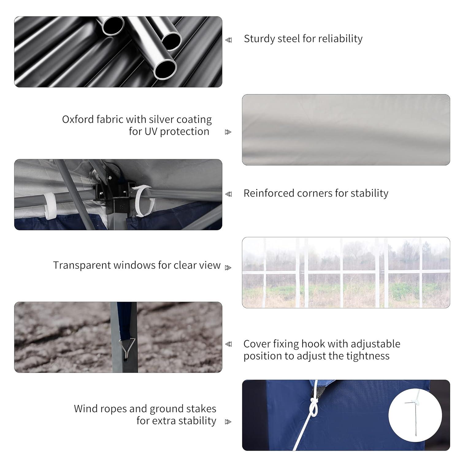 Outsunny 10' x 20' Heavy Duty Pop Up Canopy Party Tent with 4 Removable Sidewalls, Outdoor Cabana Gazebo with Carry Bag, Weather Protection, White