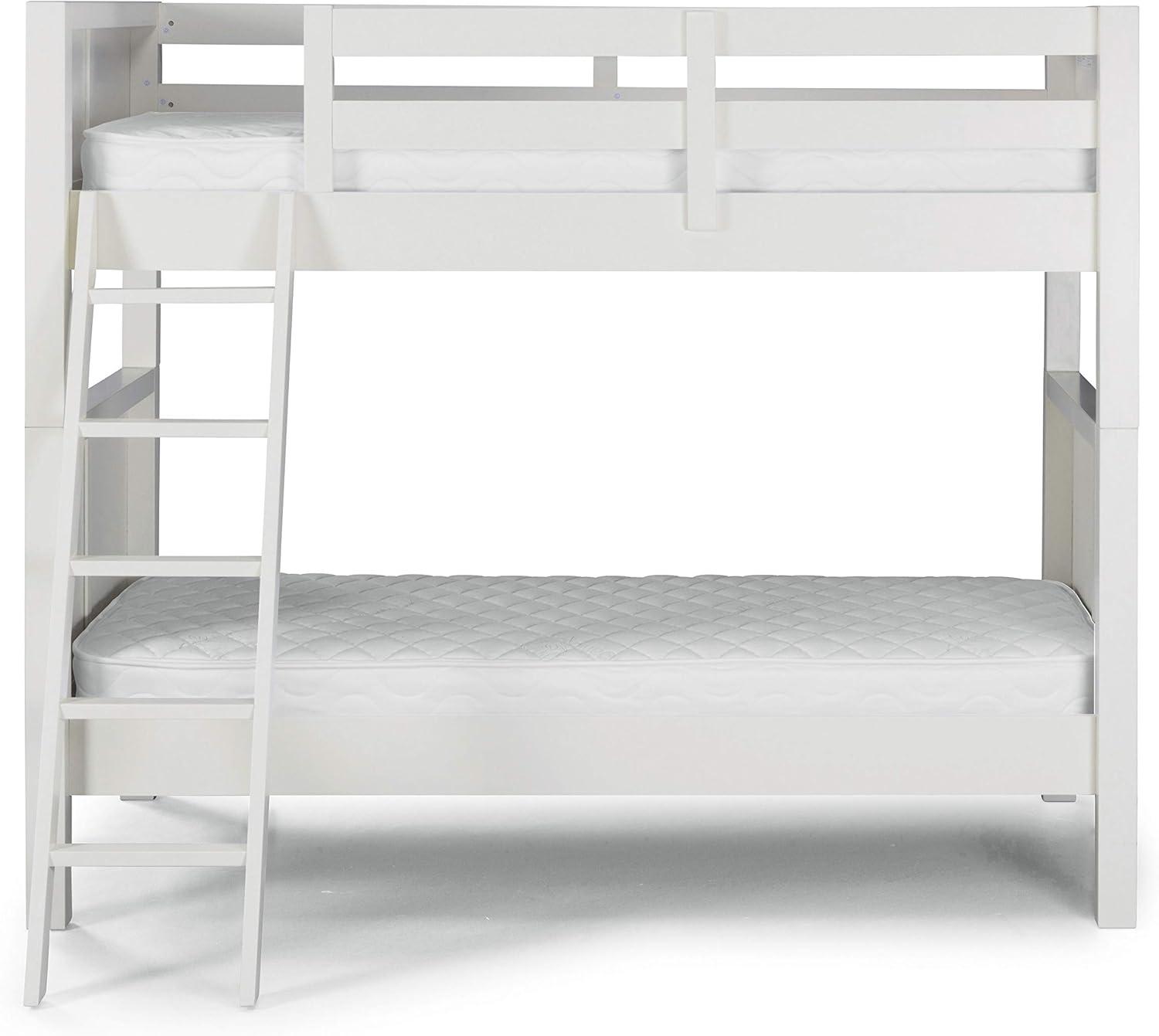 Homestyles Naples Wood Twin Over Twin Bunk Bed in Off White