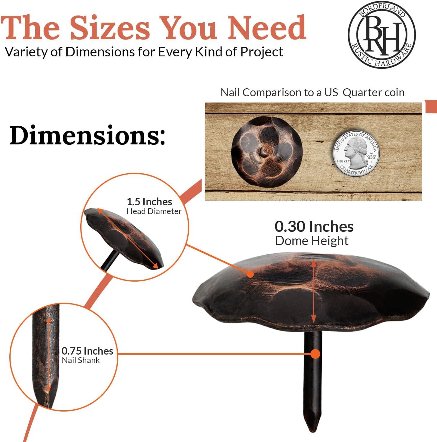 10 Pack 1.5 Inch Oil Rubbed Bronze Decorative Door Nail Clavos By Borderland Rustic Hardware