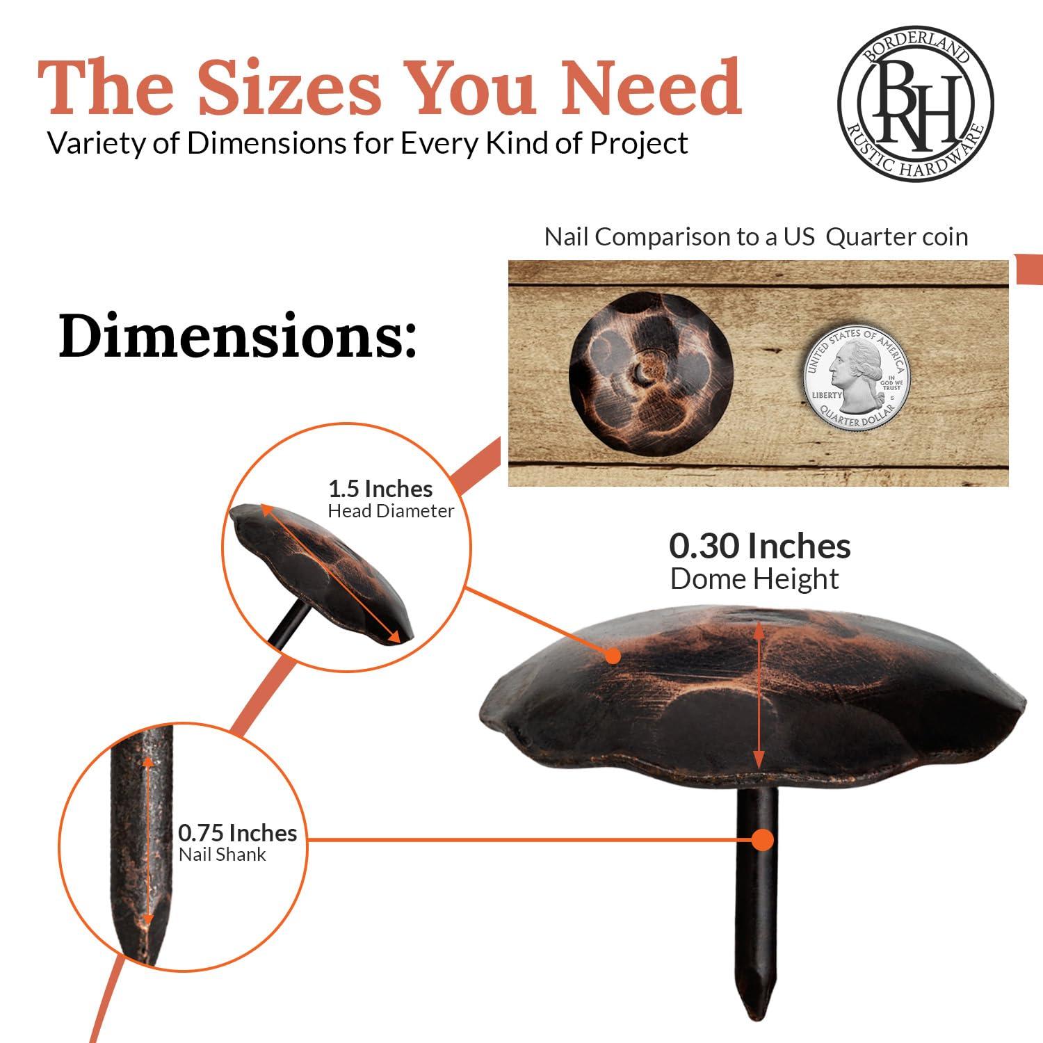 10 Pack 1.5 Inch Oil Rubbed Bronze Decorative Door Nail Clavos By Borderland Rustic Hardware