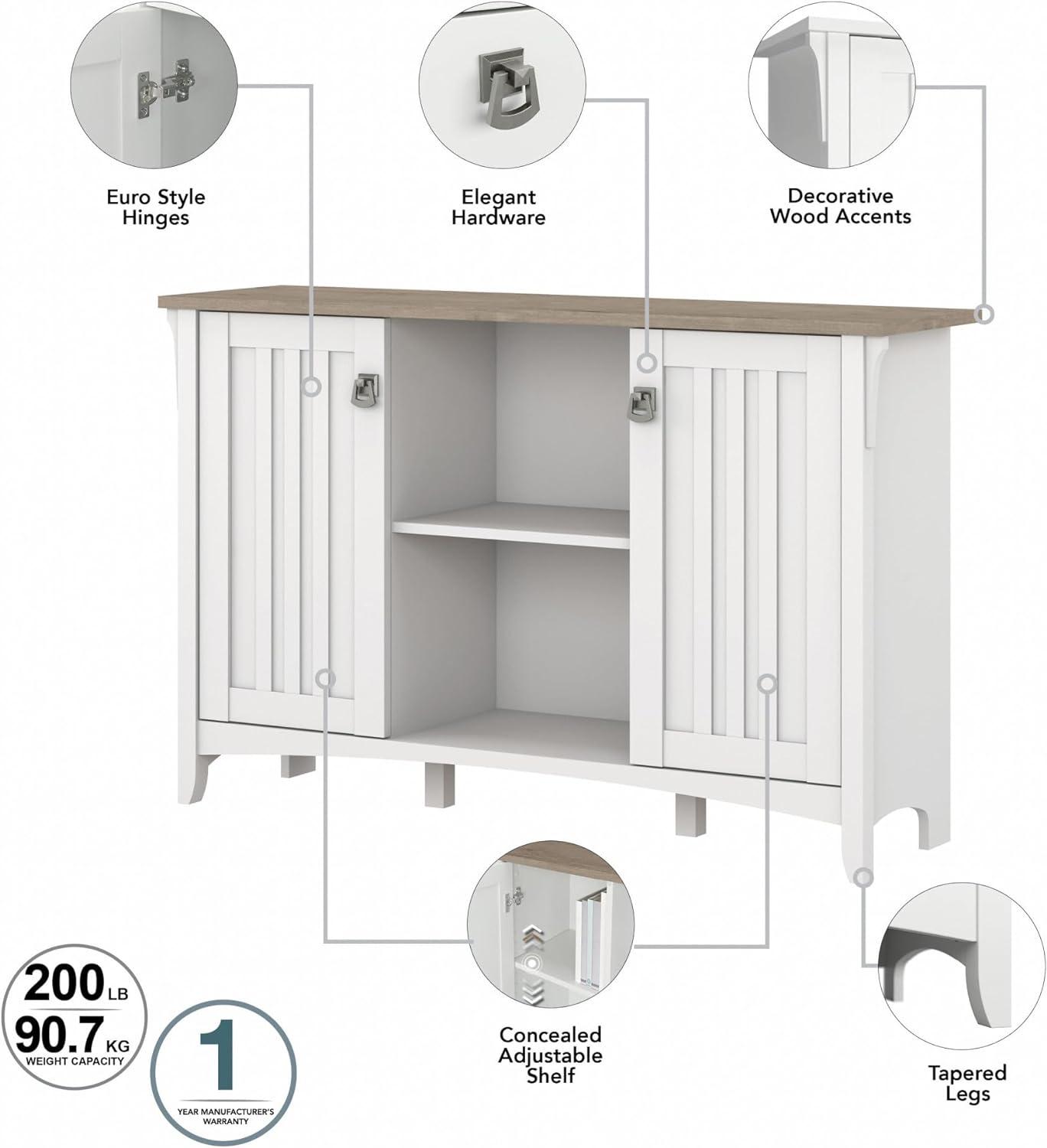 Bush Furniture Salinas Accent Storage Cabinet with Doors, Pure White & Shiplap Gray