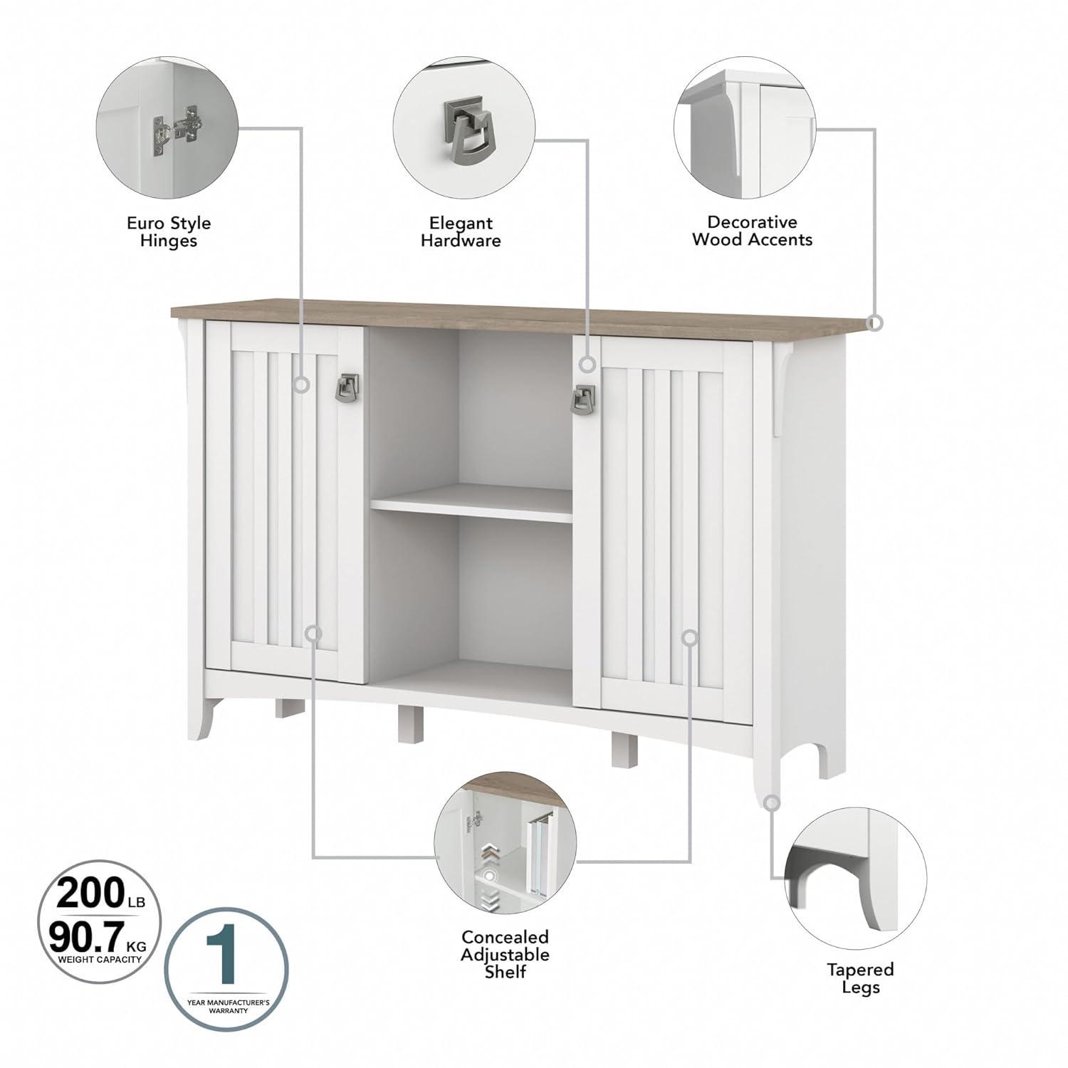 Bush Furniture Salinas Accent Storage Cabinet with Doors, Pure White & Shiplap Gray