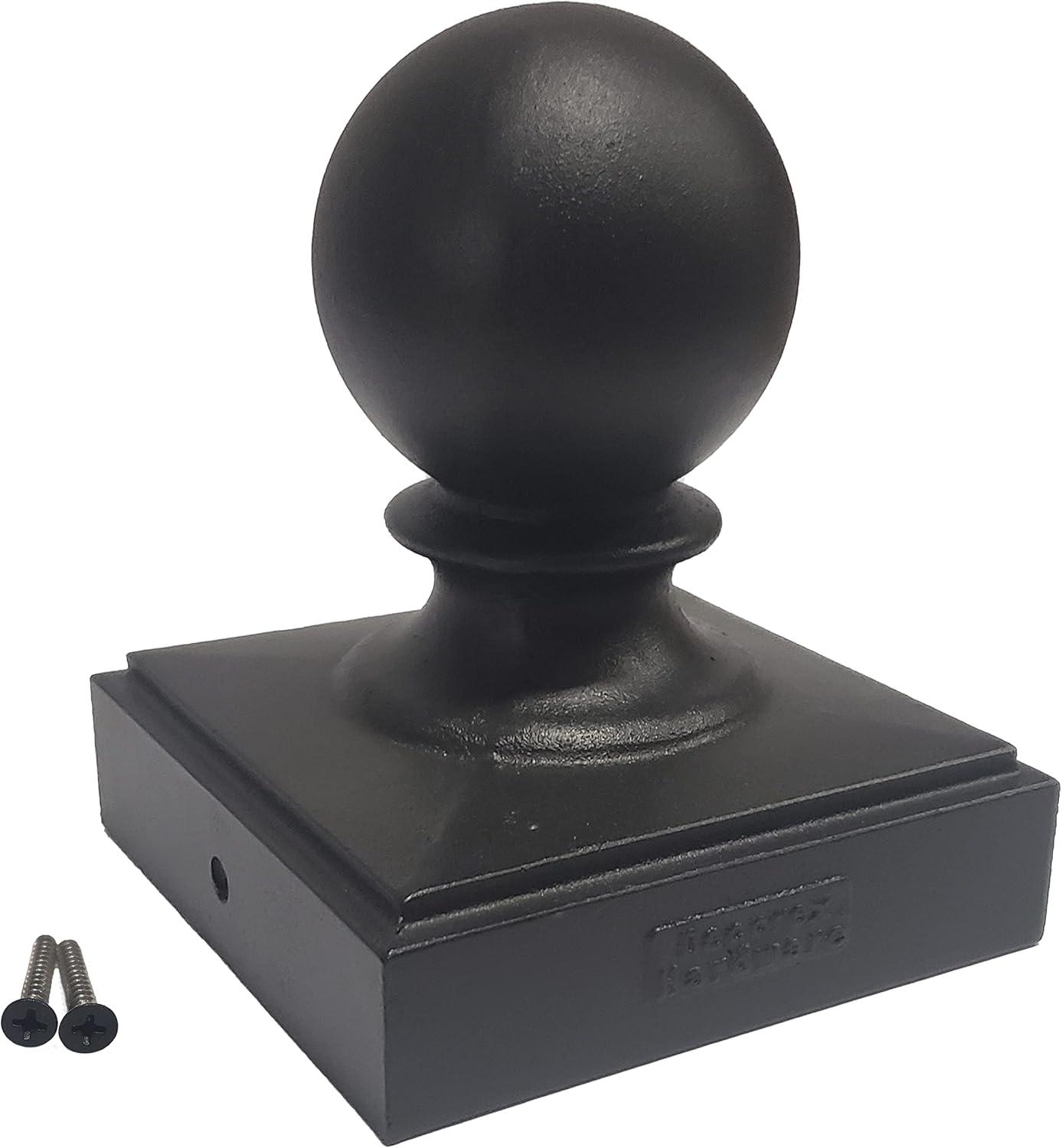 Black Powder-Coated Aluminum Ball Post Cap for 6" x 6" Posts