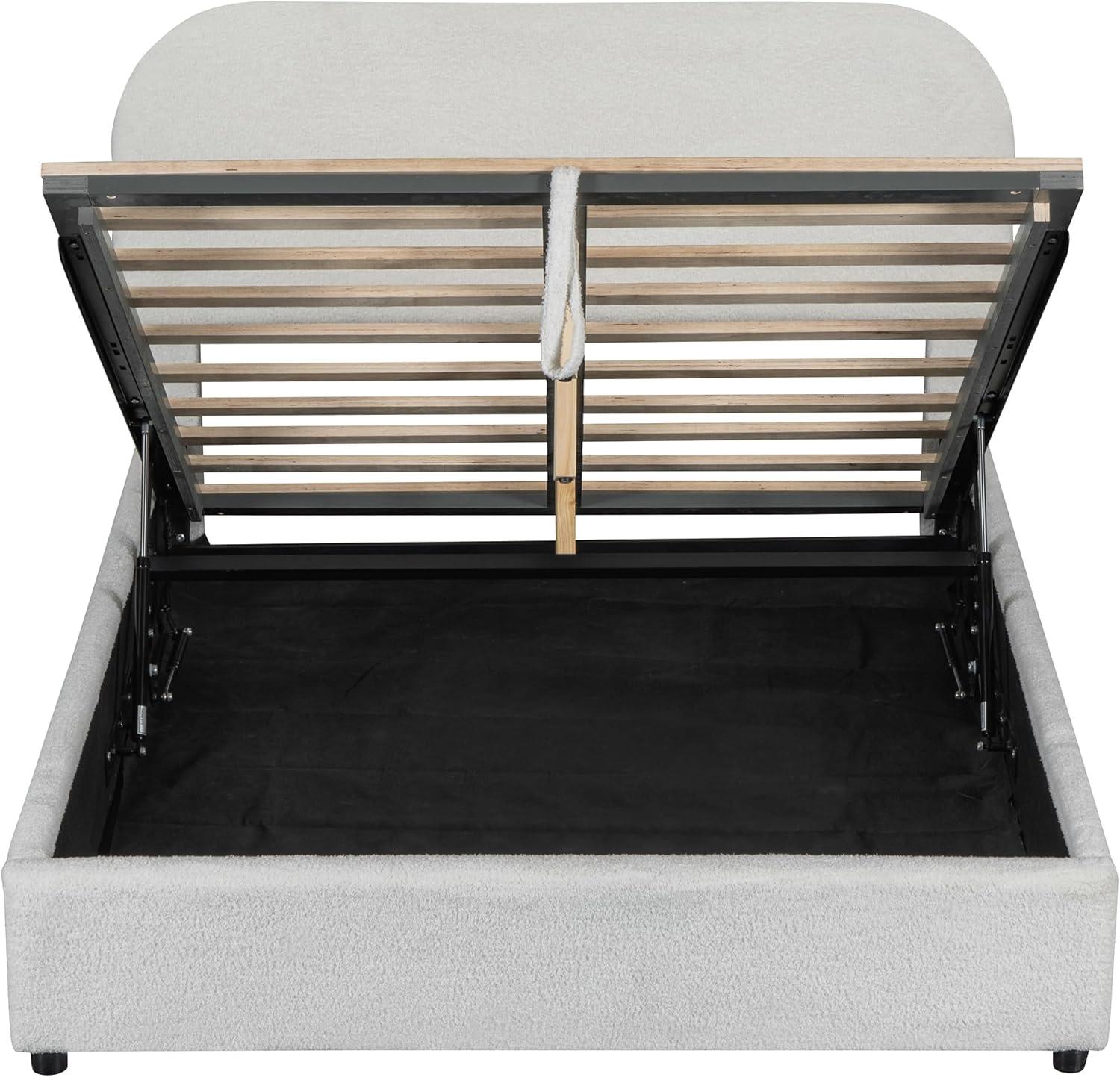 17 Stories Teddy Fleece Full  Size Upholstered Platform Bed with Hydraulic Storage System, White