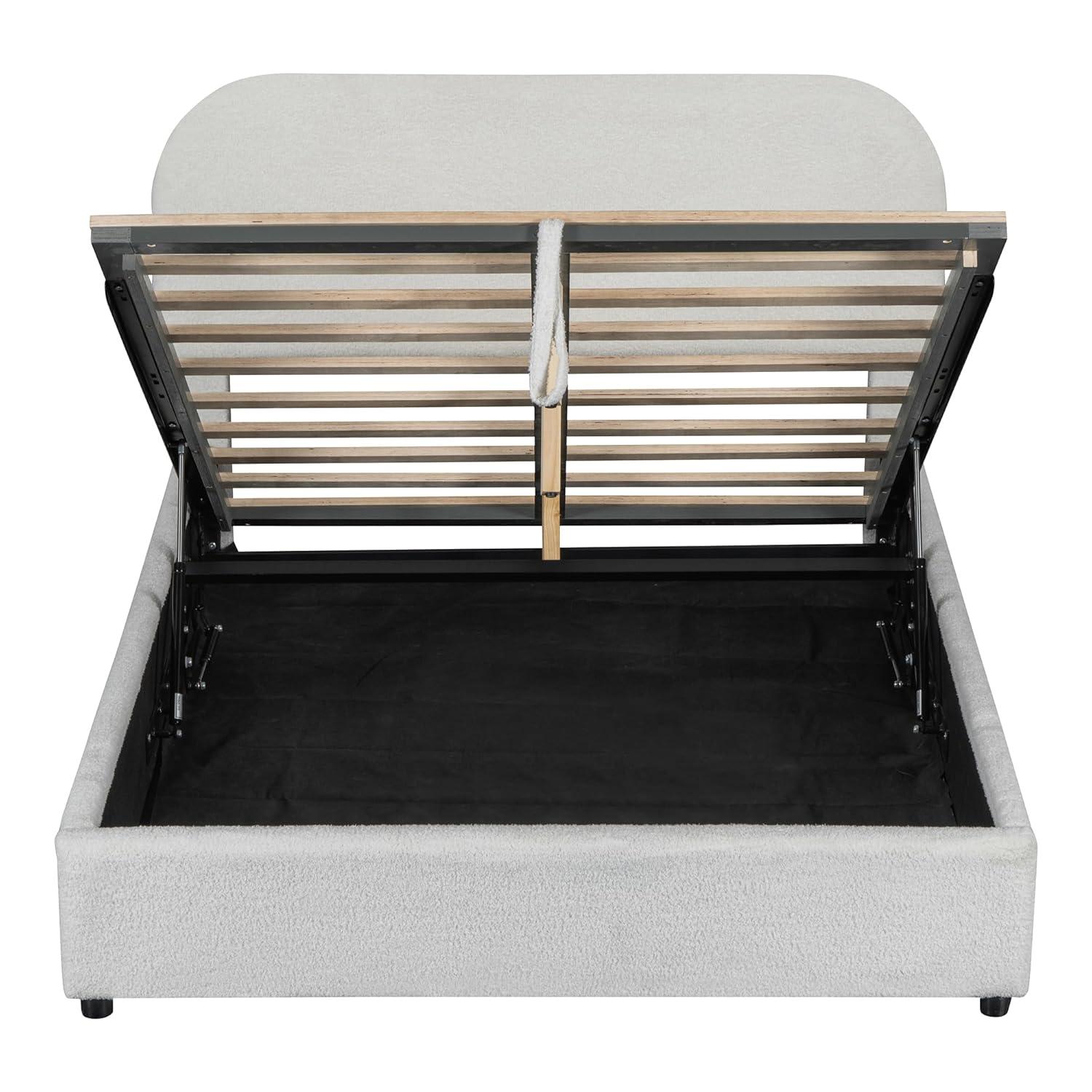 17 Stories Teddy Fleece Full  Size Upholstered Platform Bed with Hydraulic Storage System, White