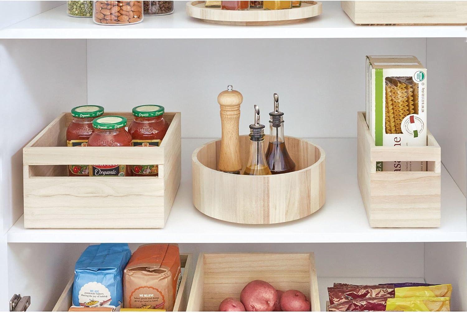 iDesign , Colección de Madera Renovable en Madera Paulownia, Organizador de Plato Giratorio de 10,5" de Alto