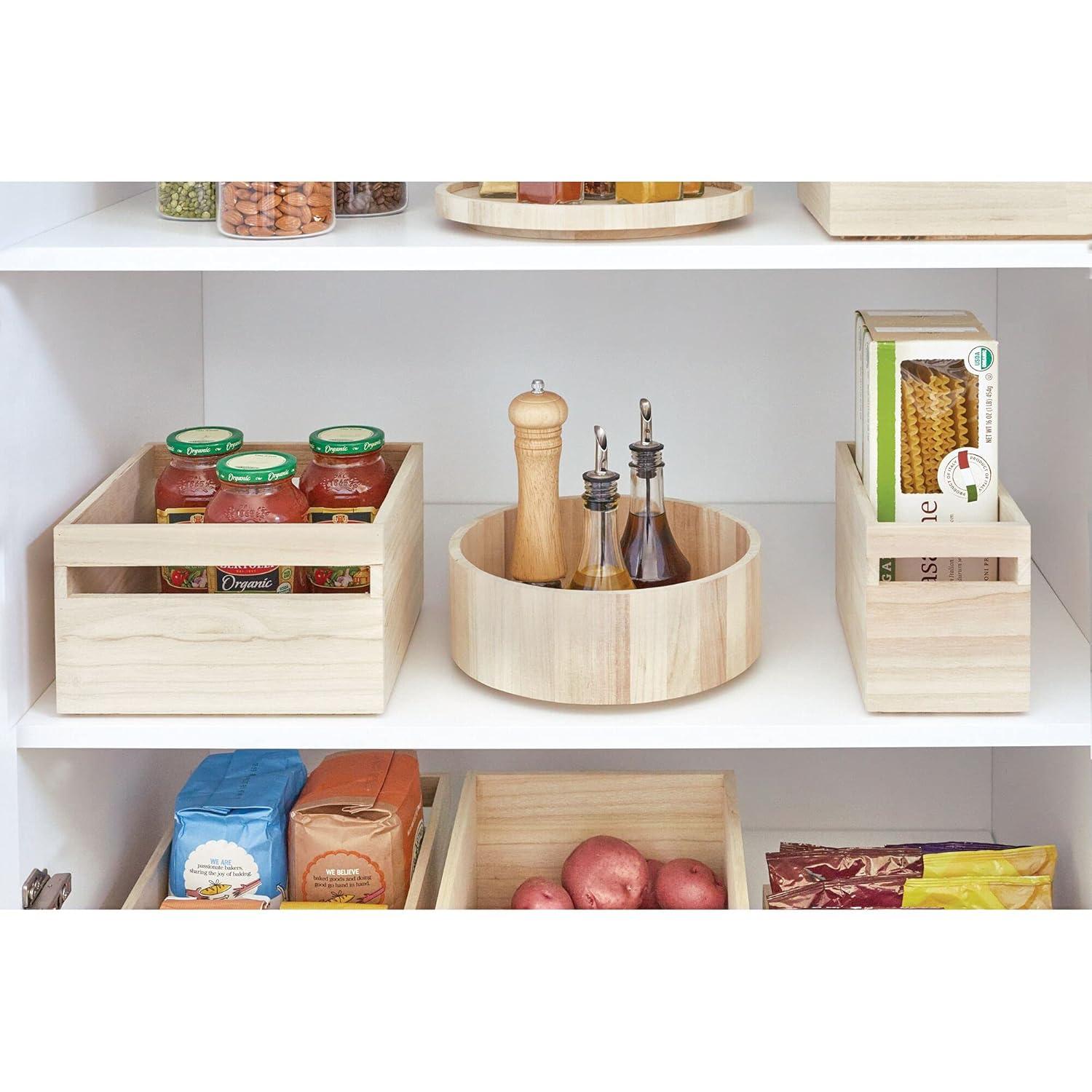 iDesign , Colección de Madera Renovable en Madera Paulownia, Organizador de Plato Giratorio de 10,5" de Alto