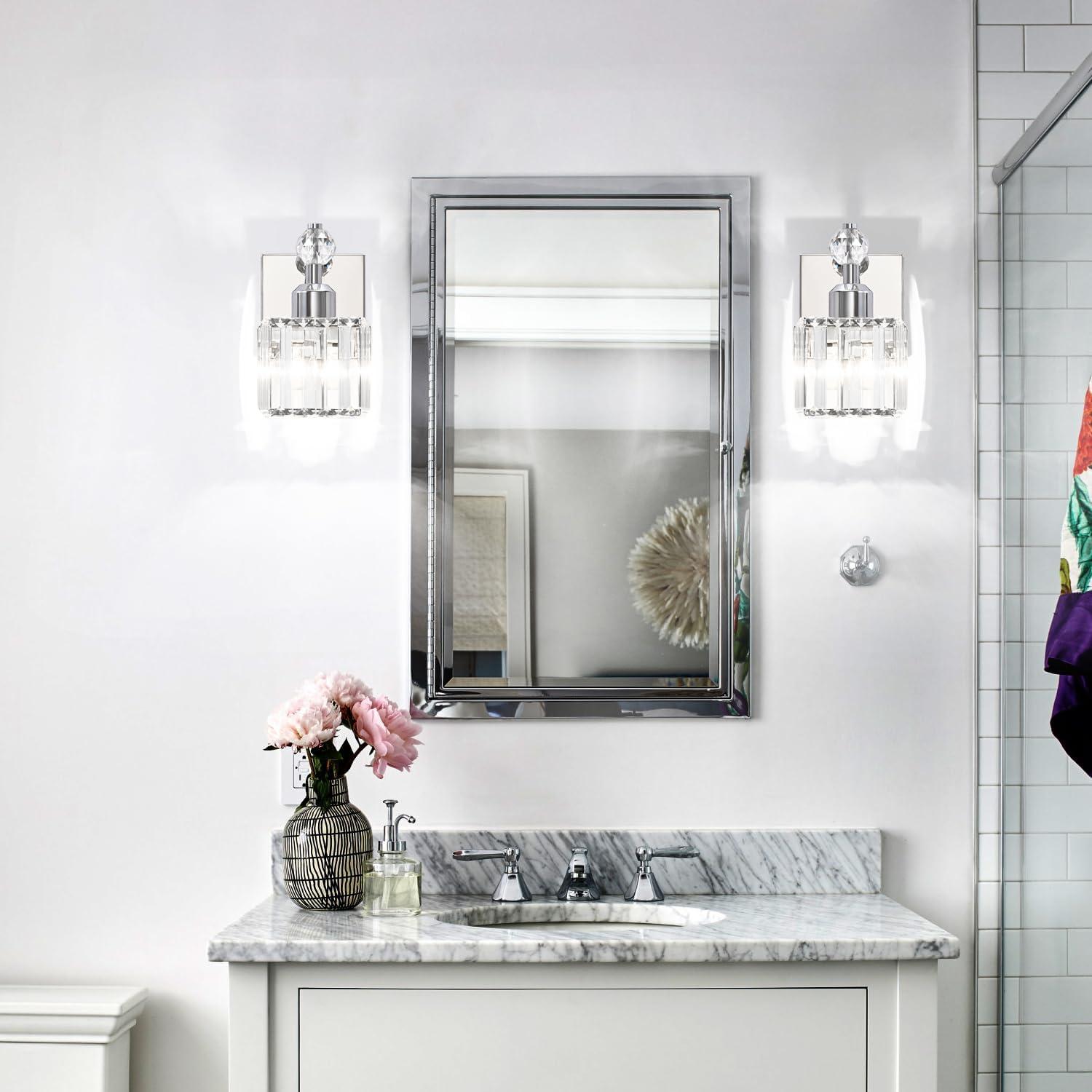 PRESDE Black Crystal Bathroom Lights Fixtures Over Mirror Modern 3 Light Vanity Lighting Bathroom Wall Light Fixtures(Exclude Bulb)