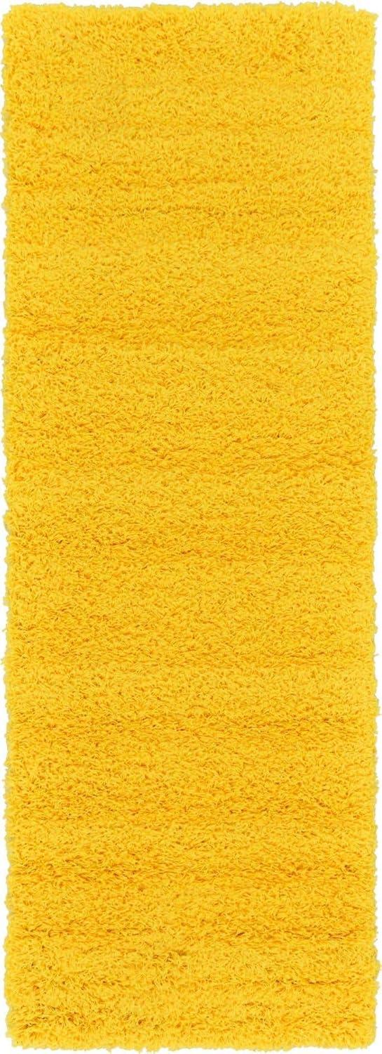 Tuscan Sun Yellow Luxurious Shag Runner Rug 2' x 6' 5"