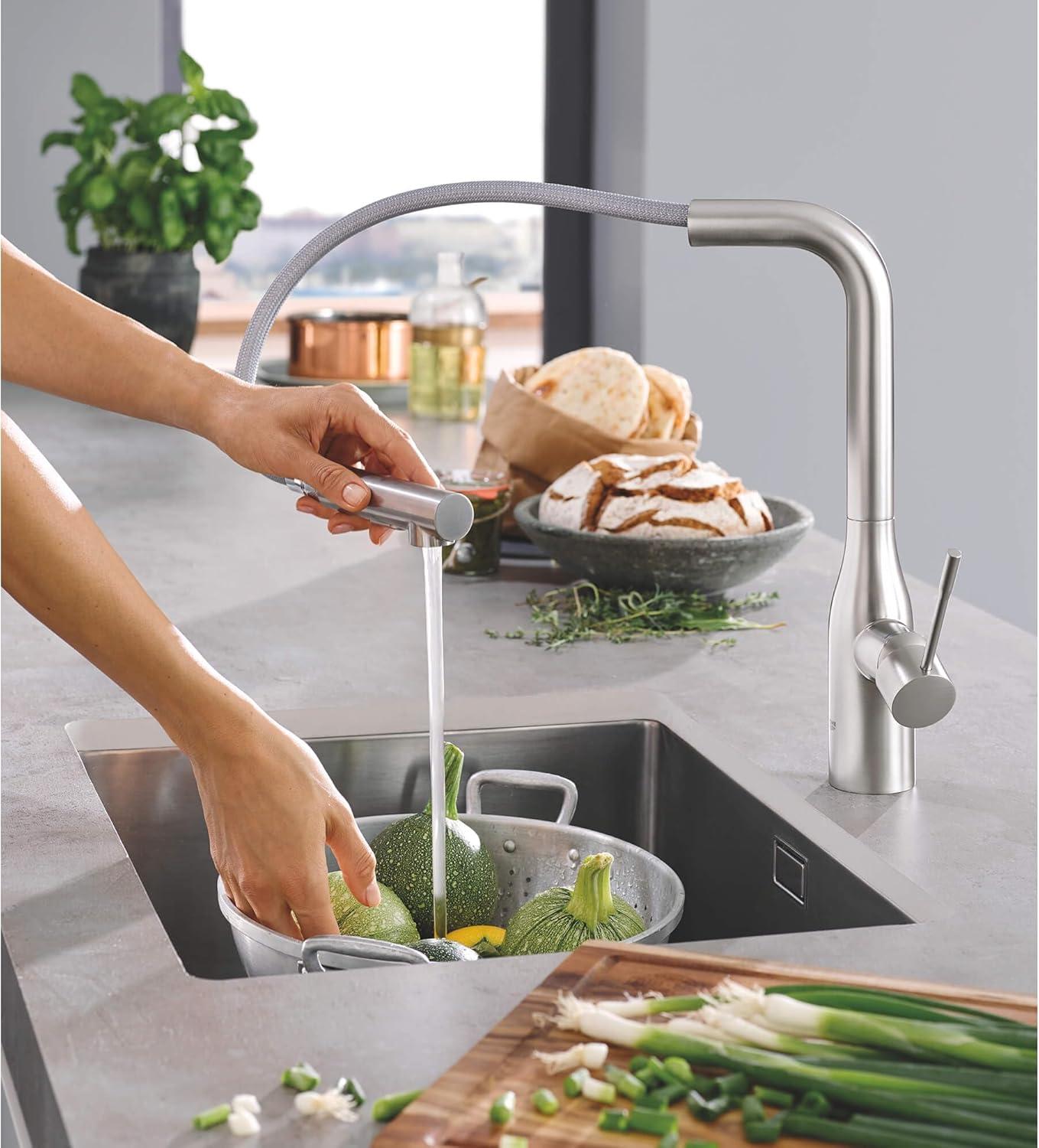 Essence Pull Out Single Handle Kitchen Faucet with Accessories