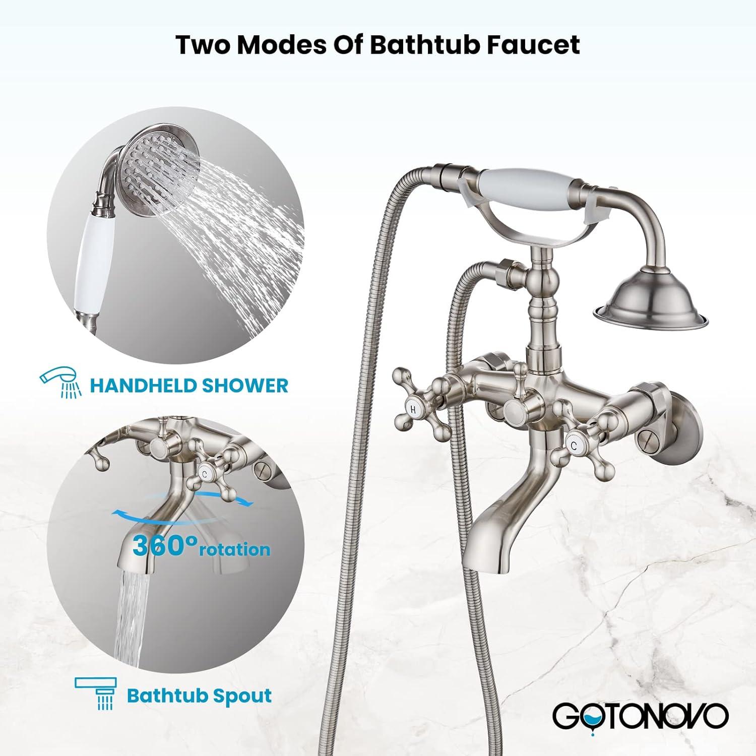 2 Handle Wall Mounted Clawfoot Tub Faucet