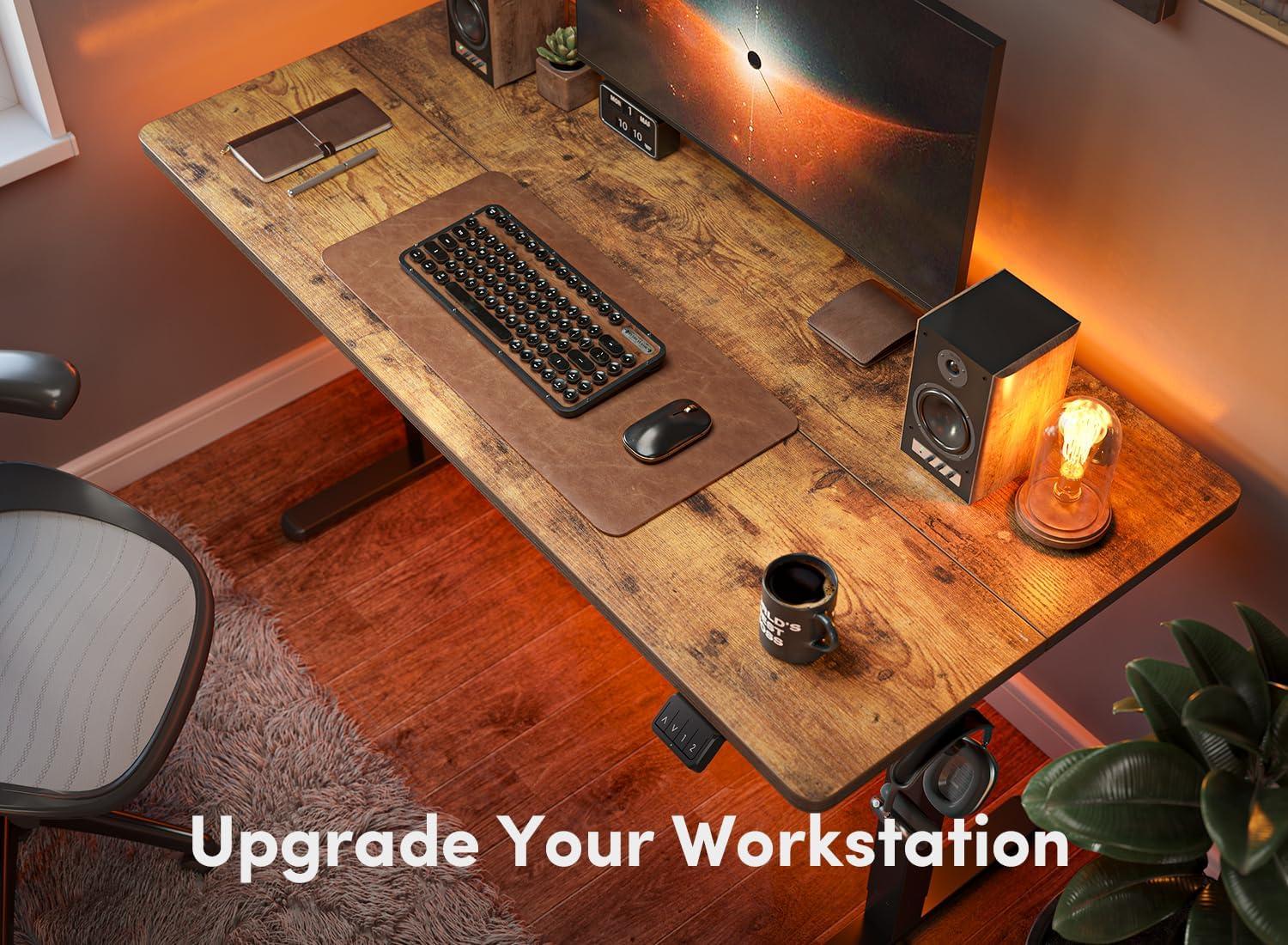 edx Electric Standing Desk, Height Adjustable Desk, 55 x 24 Inches Ergonomic Stand up Desk with Memory Preset and T-Shaped Metal Bracket for Home Office