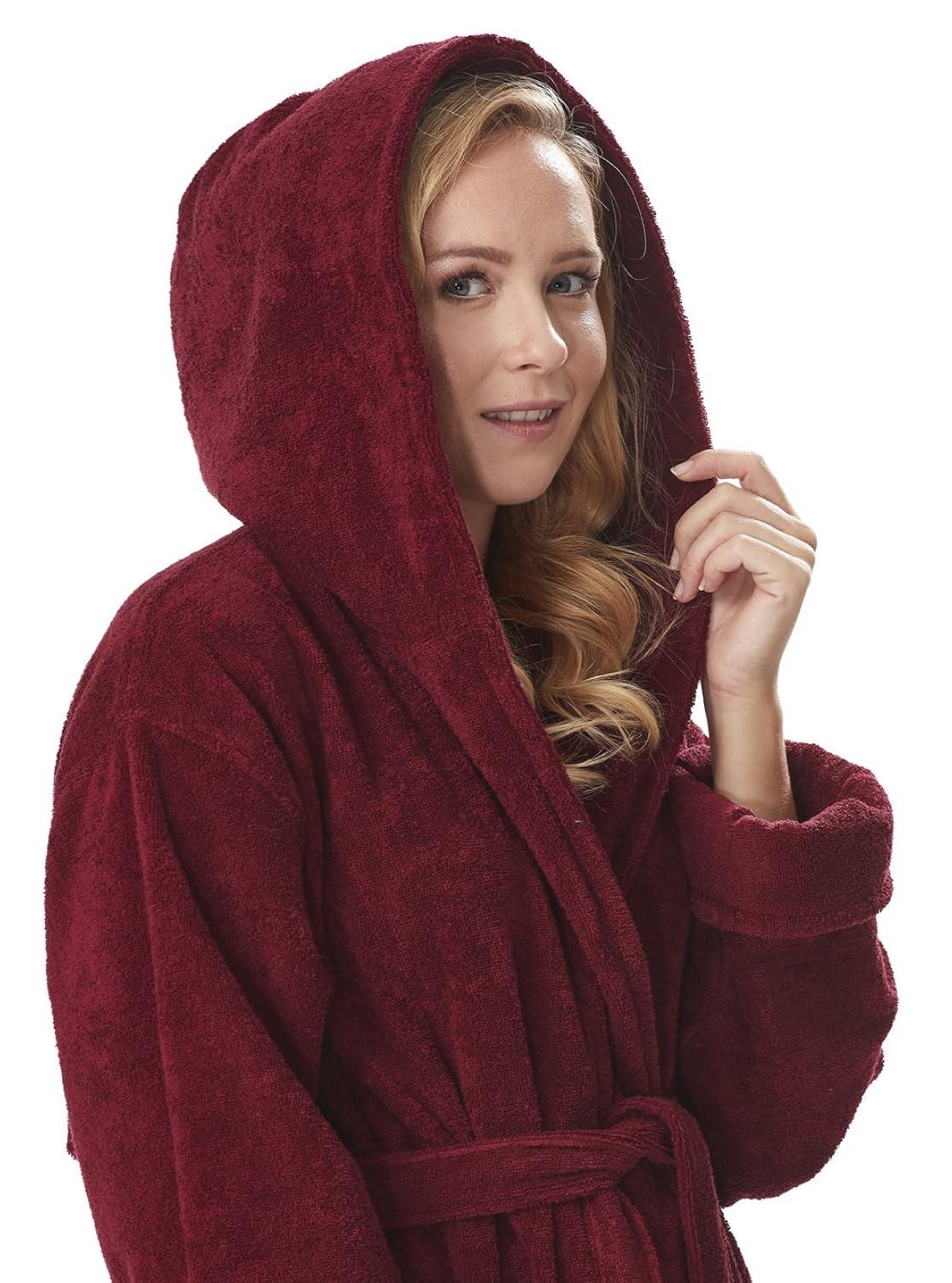 Red Barrel Studio® Hovis Cotton Terry Cloth Ankle Bathrobe with Pockets and Hood
