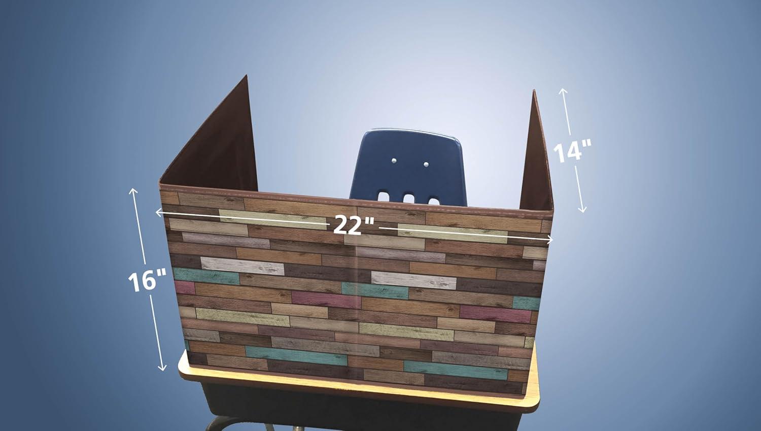 Teacher Created Resources Reclaimed Wood Foldable Plastic Freestanding Privacy Shield 16"H x 22"W