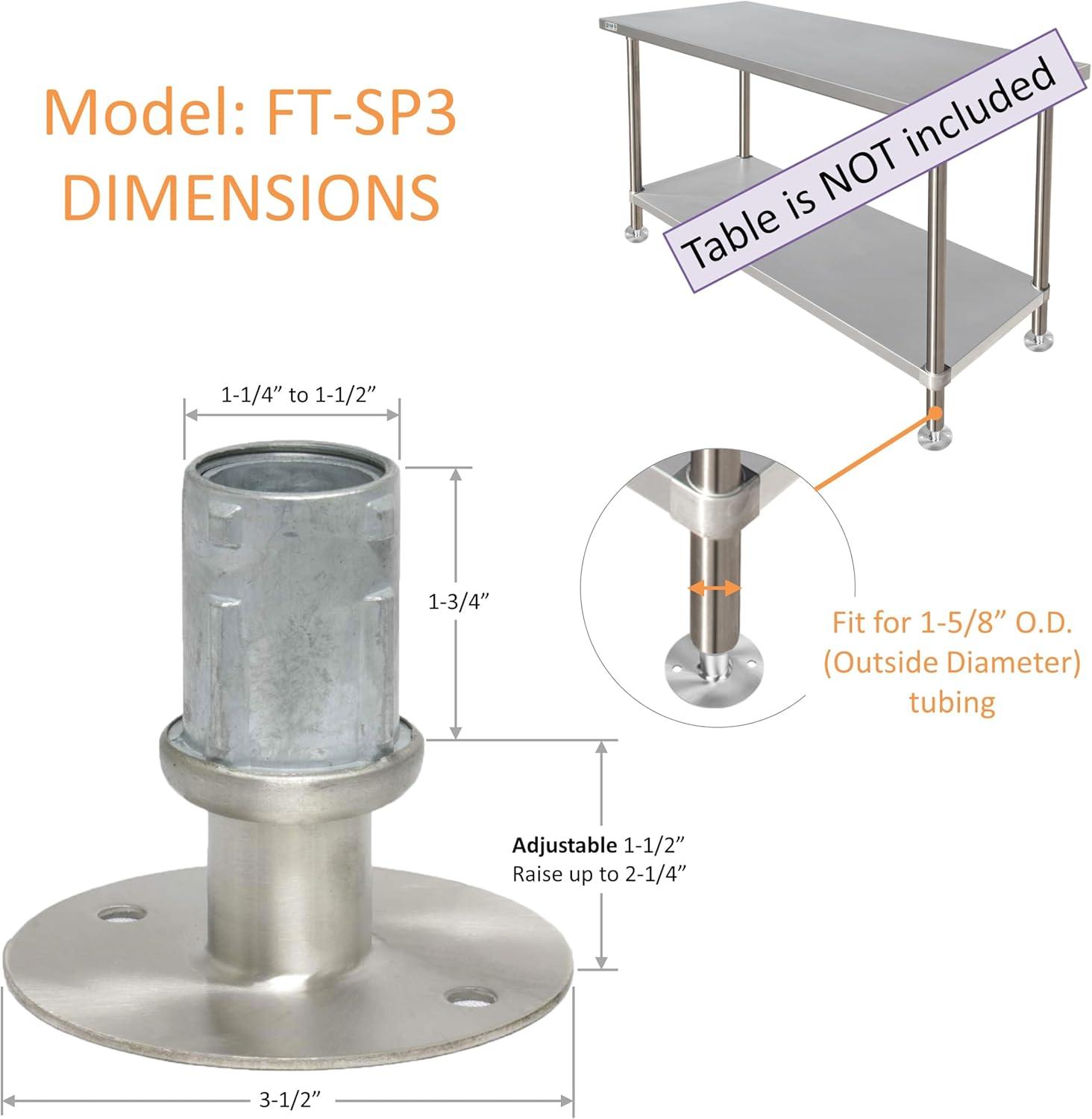 Adjustable Stainless Steel Flanged Foot . Flange For Stainless Steel 1-5/8" O.d Tubing