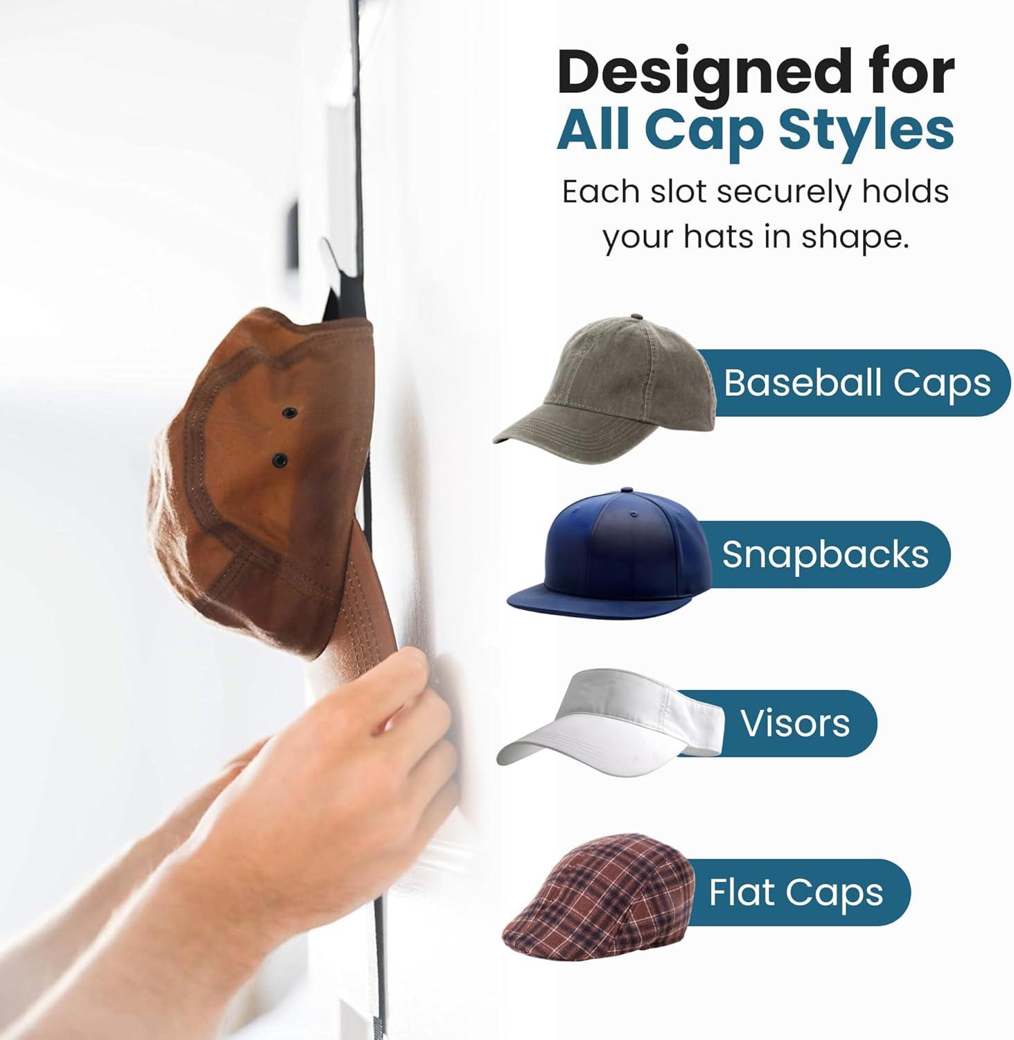 Jokari 16 Hook Cap Rack Over the Closet Door for Baseball Caps and Accessories, 2 Pack