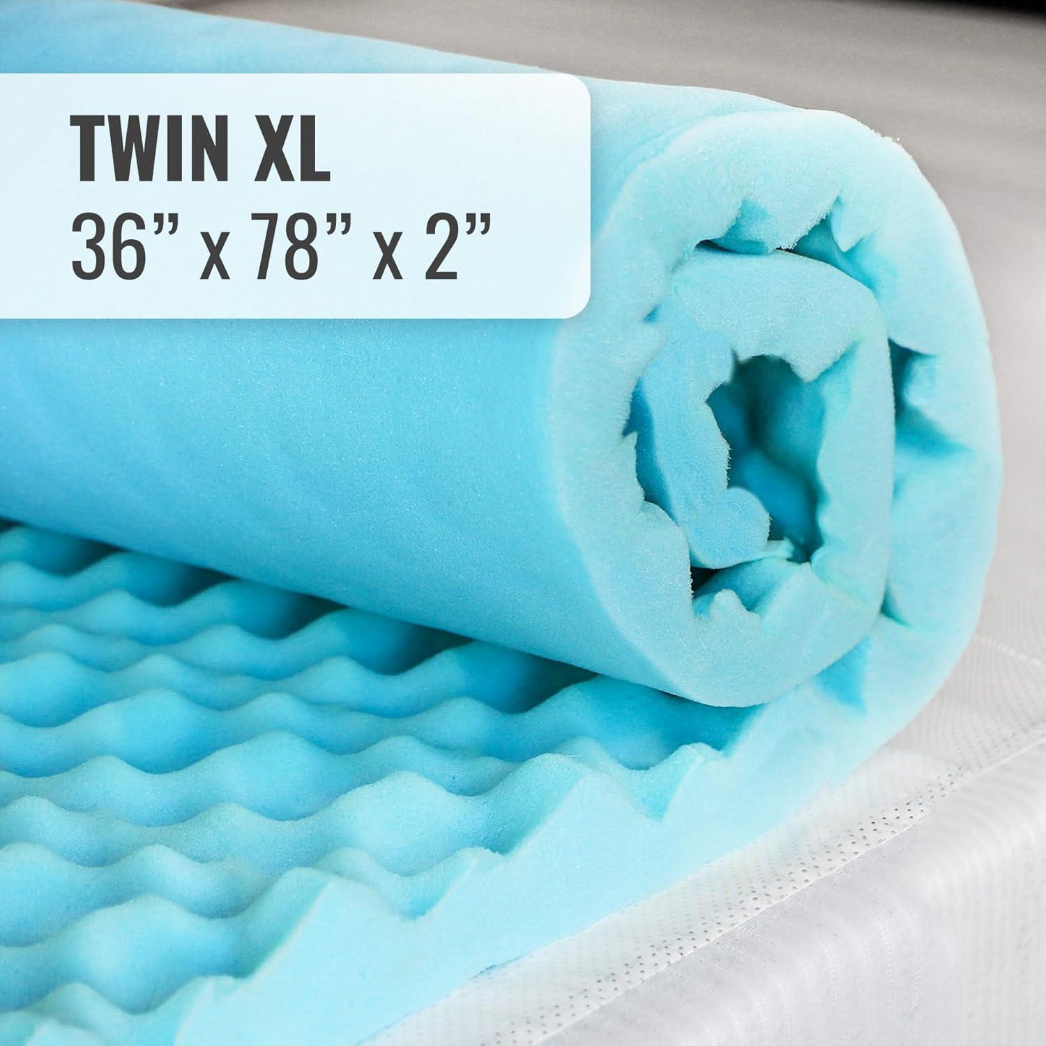 Twin XL Blue Foam Eggcrate Mattress Topper for Enhanced Comfort
