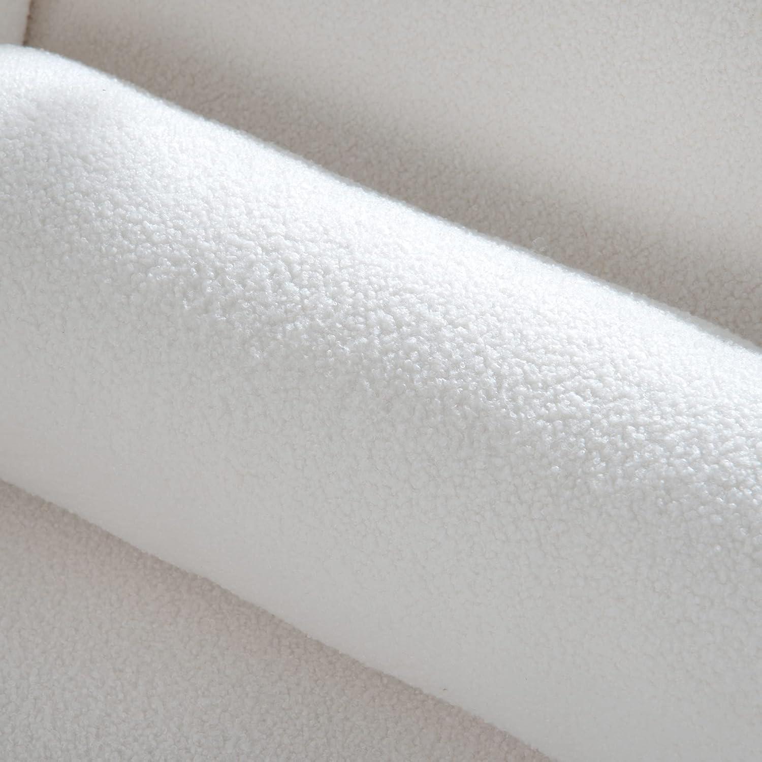 Chaise Lounge Chair Indoor Velvet Upholstered, Modern Sled Base Design with Sturdy Birch Legs, Ergonomic Curved Lumbar Pillow for Living Room, Bedroom, Home Office (White)