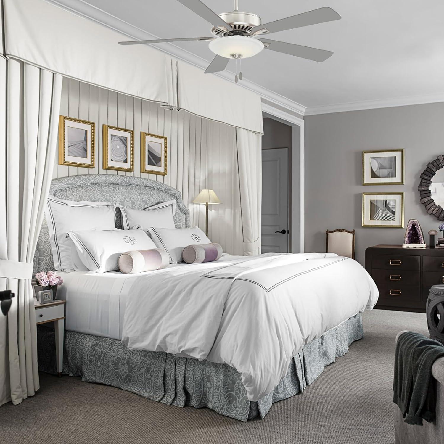 52" Minka Aire Modern Indoor Ceiling Fan with LED Light Polished Nickel White Glass Shade for Living Room Kitchen Bedroom Family