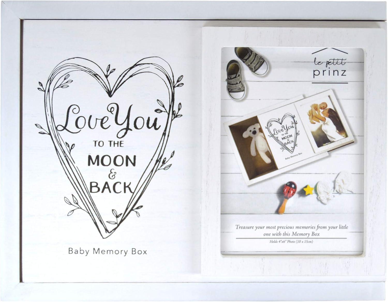 Prinz Baby 4 x 6 Photo Keepsake Box for Cherished Memories, Gender Neutral Baby Shower Gifts, White