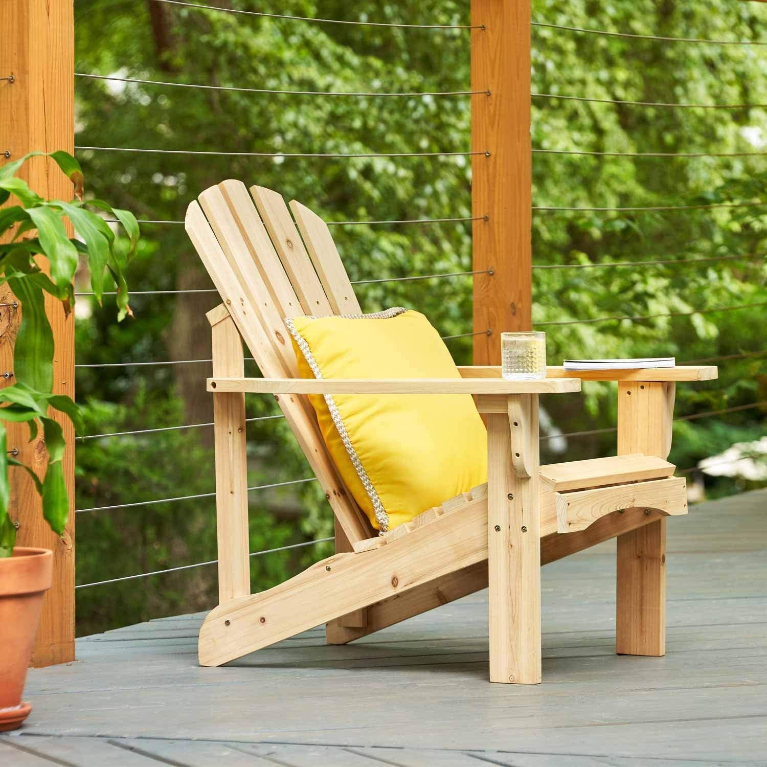 Natural Cedar Wood Adirondack Outdoor Chair with Wide Arms