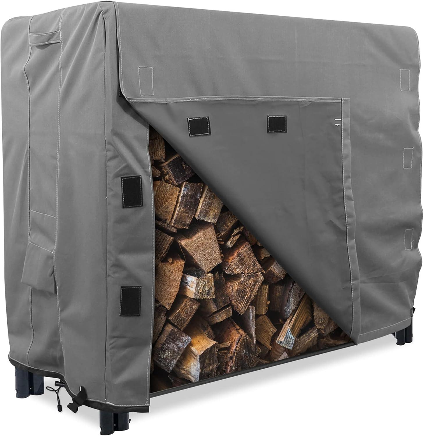 KHOMO GEAR - Heavy Duty Log Rack Cover - 4 Feet - Titan Series - Grey