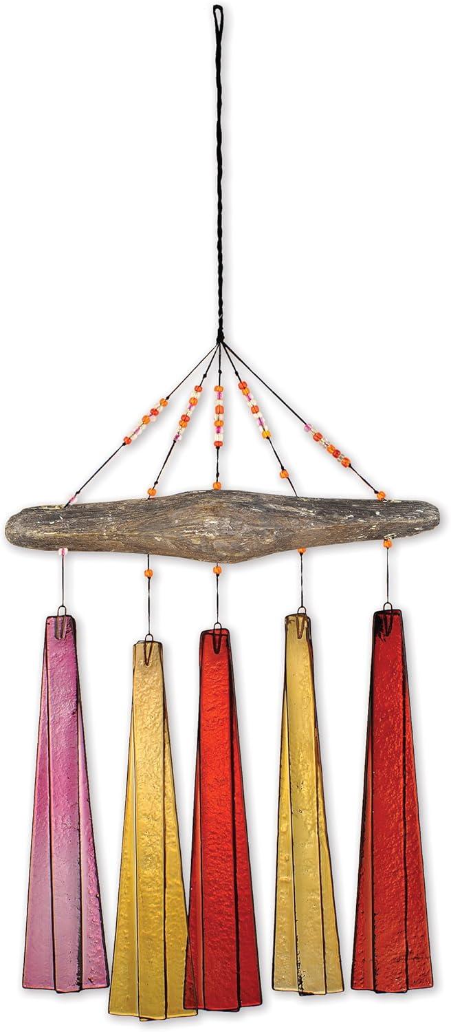 Sorbet Multicolor Glass and Driftwood Wind Chime