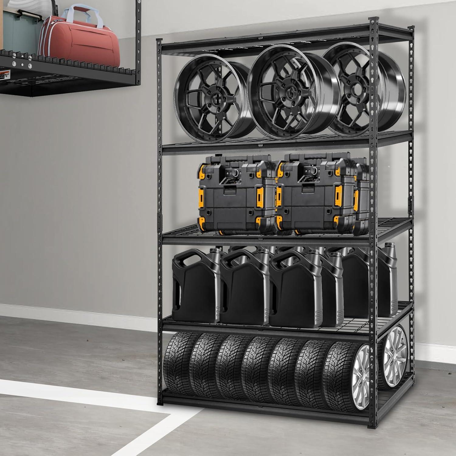 VEVOR 5-Tier Black Metal Adjustable Heavy Duty Storage Shelving Unit