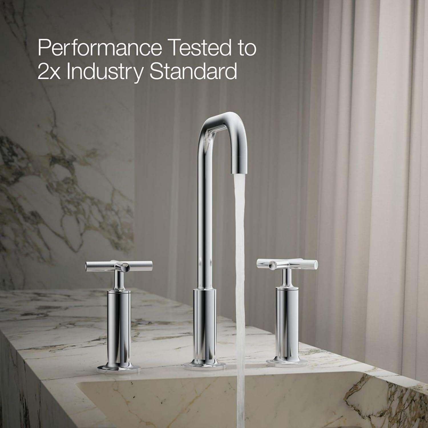 Purist® Widespread Bathroom Sink Faucet with High Cross Handles and High Gooseneck Spout