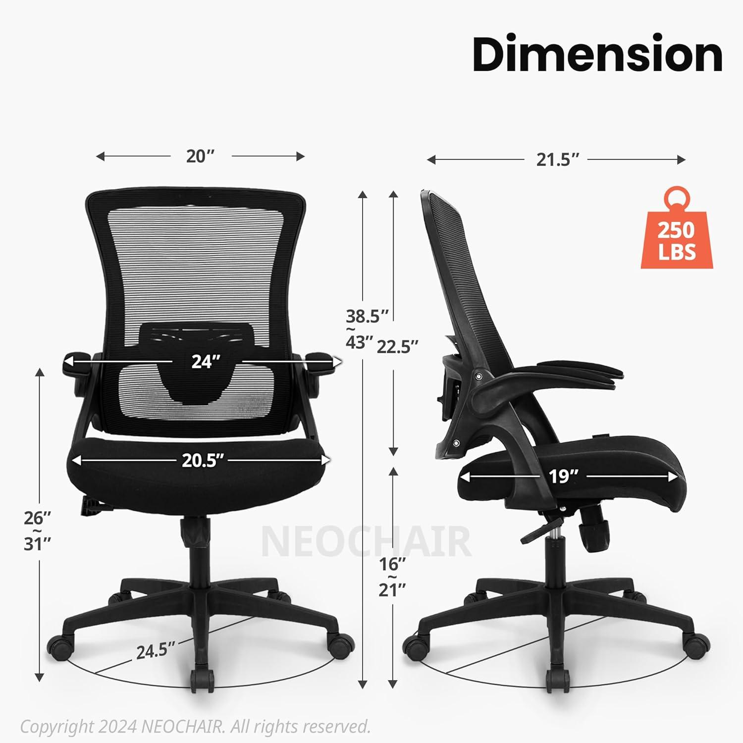 Black Mesh High Back Executive Swivel Office Chair with Adjustable Arms