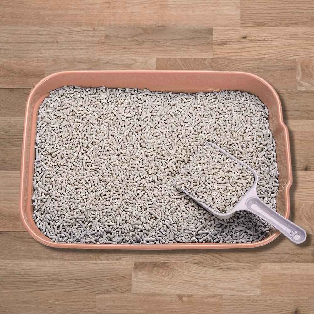 Kitty Litter Box Starter Kit - Small Cat Litter Pan Without Lid, Litter Mat, Scoop and Bowl for Kitten Within 3 Months (PinkScoop Set)