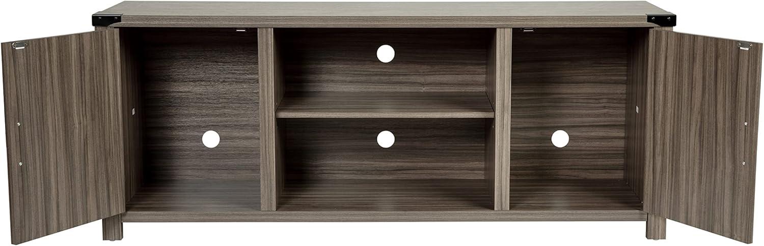 Rustic Industrial Gray Wash Oak TV Stand with Cabinet for 65" TVs