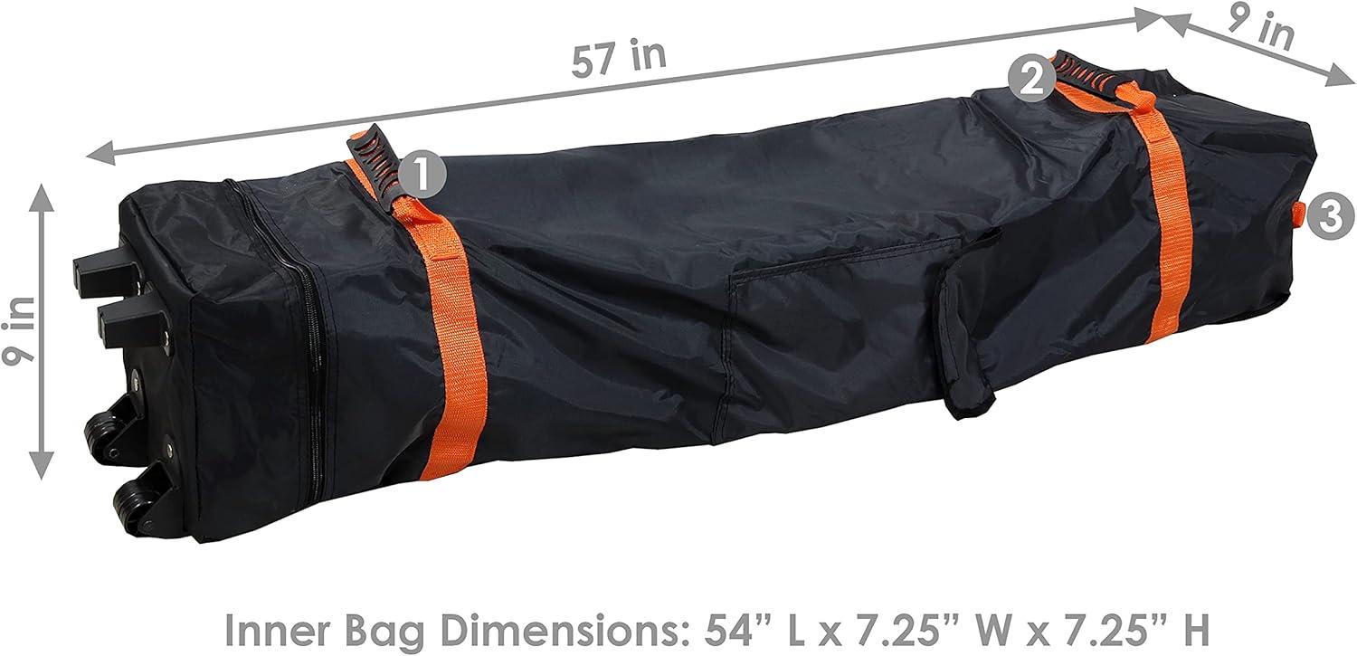 Sunnydaze Premium Pop-Up Canopy Rolling Carrying Bag - 7.25" W x 54" L x 7.25" H - Black