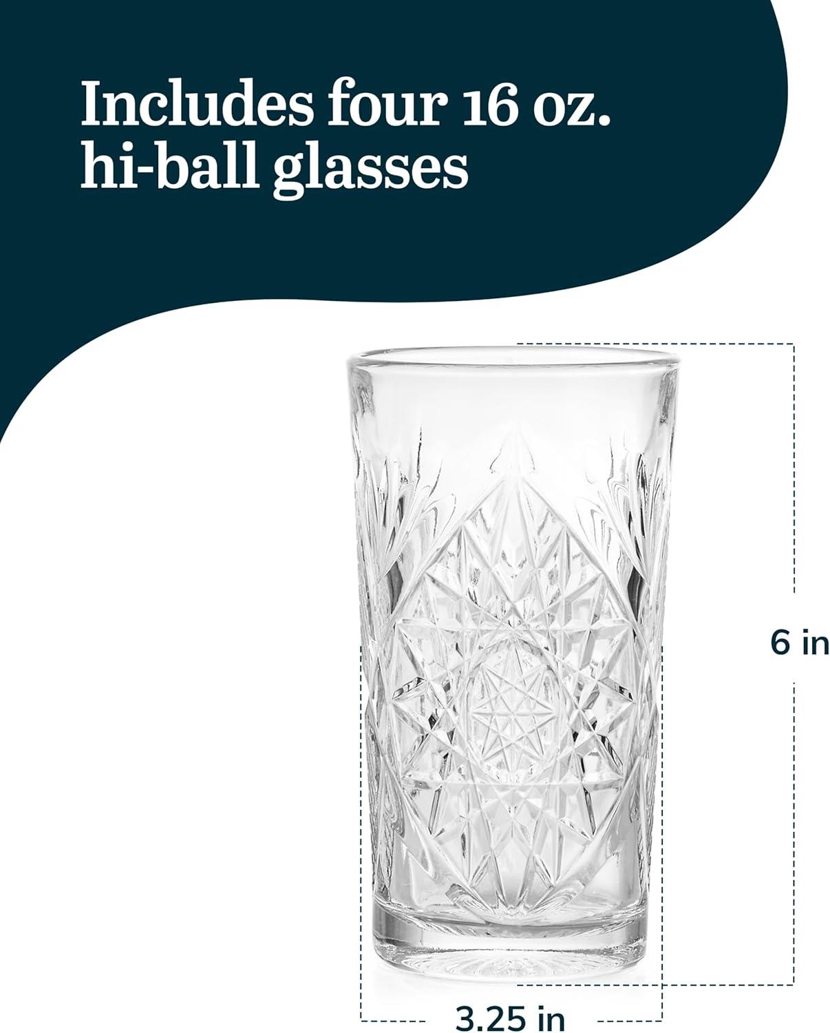 Libbey Hobstar Libbey Cooler Glasses, 16-Ounce (Set of 4)