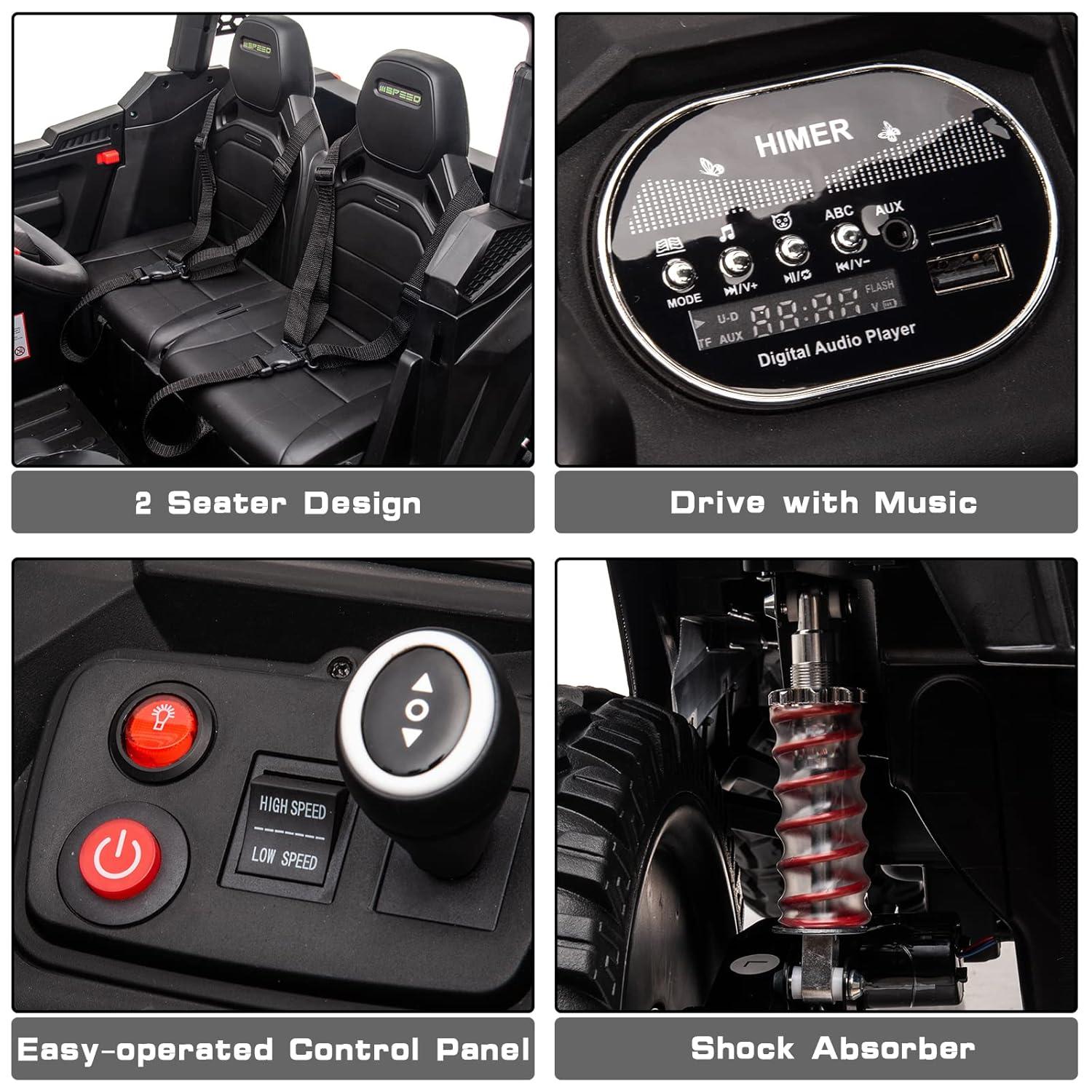 SUSIELADY 24V 2 Plazas Ride-On UTV para Niños, Coche Eléctrico con Control Remoto, Suspensión en las 4 Ruedas, Música, Almacenamiento, Camión de Juguetes Al Aire Libre para Niños Niñas a Partir de 3 Años, Rosa