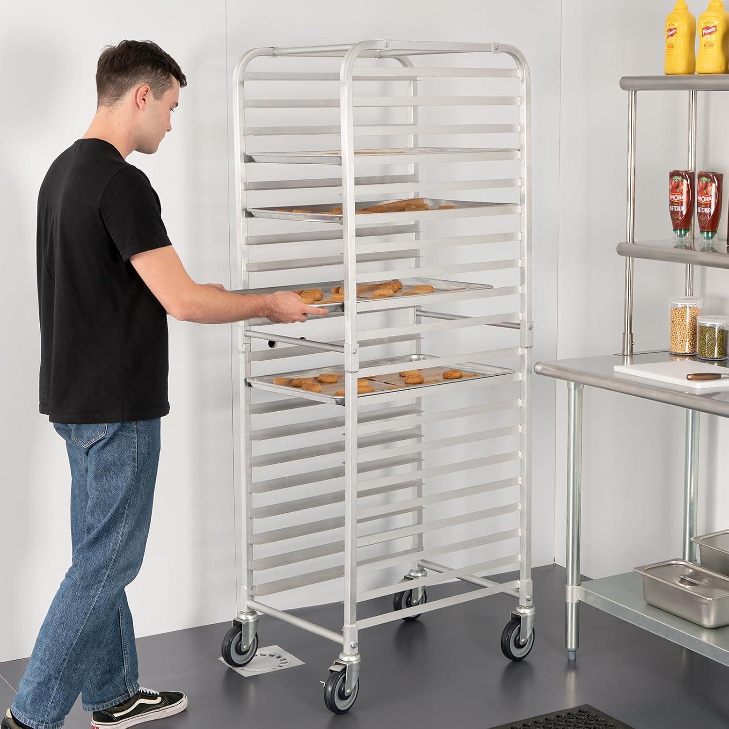 HARDURA Restaurant Equipment 20 Tier Aluminum Sheet Pan Rack with Casters, NSF Home Commercial Kitchen, 20"L×26"W×69"H