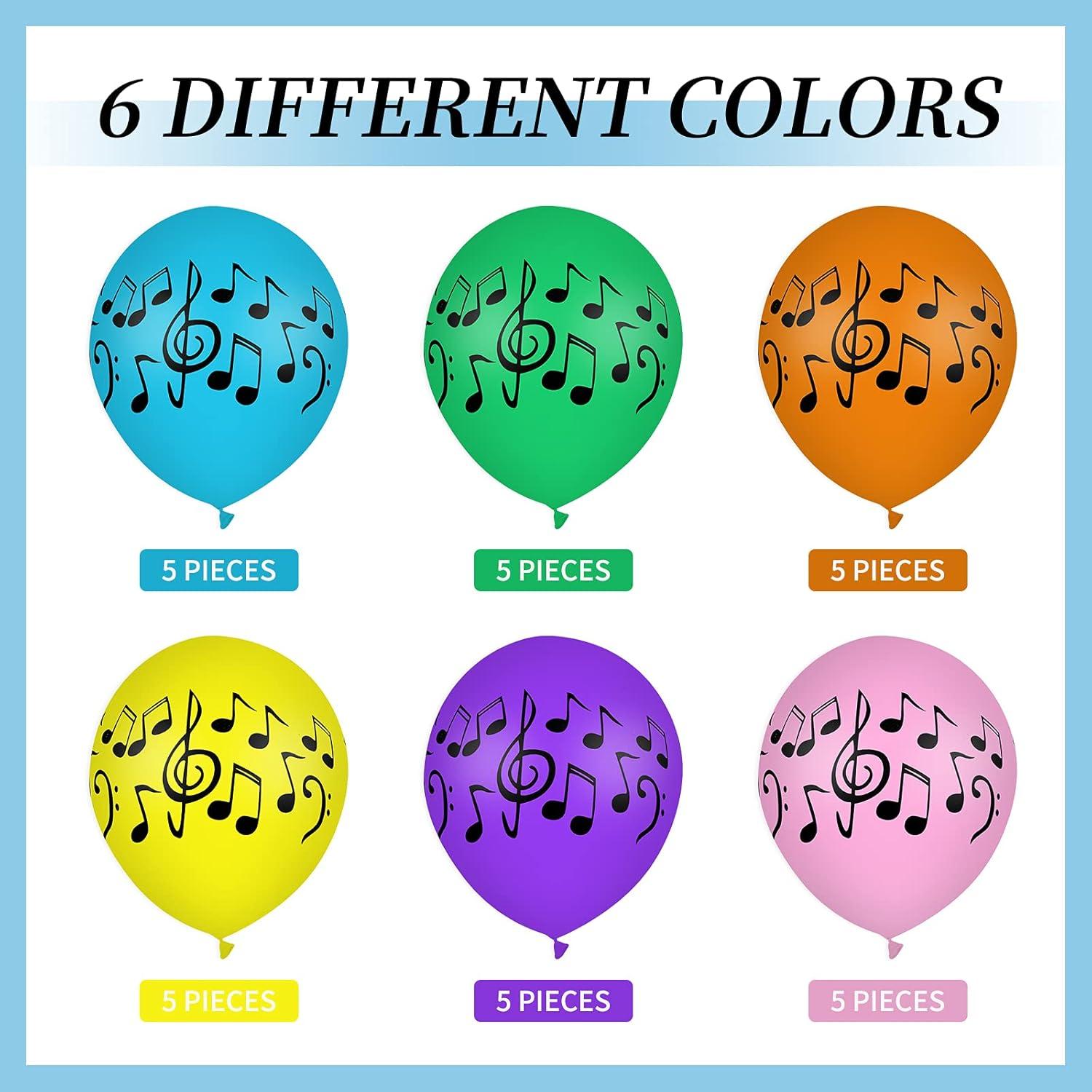30 Pcs Music Notes DHF10 Balloons Colorful Music Birthday Party Decoration Balloons 12 Inches Latex Balloon for Musical Theme Birthday Party Decor Supplies