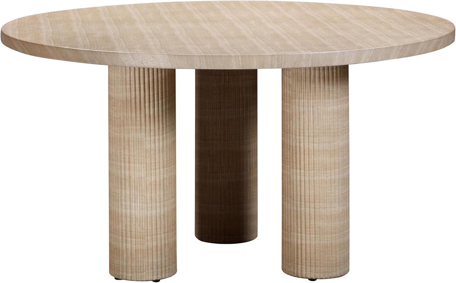 Patti Textured Faux Travertine Round Dining Table