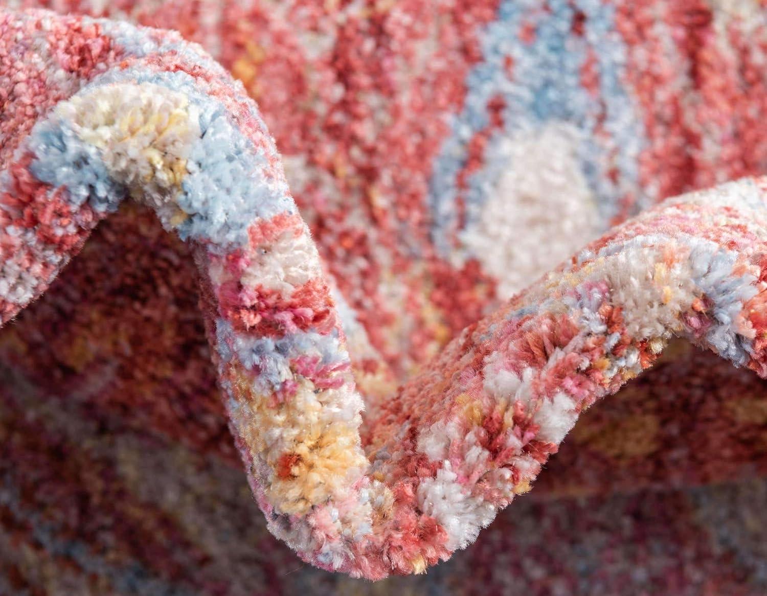 Unique Loom Williamsburg Brighton Rug Red/Beige 8' Square Border Bohemian Perfect For Dining Room Living Room Bed Room