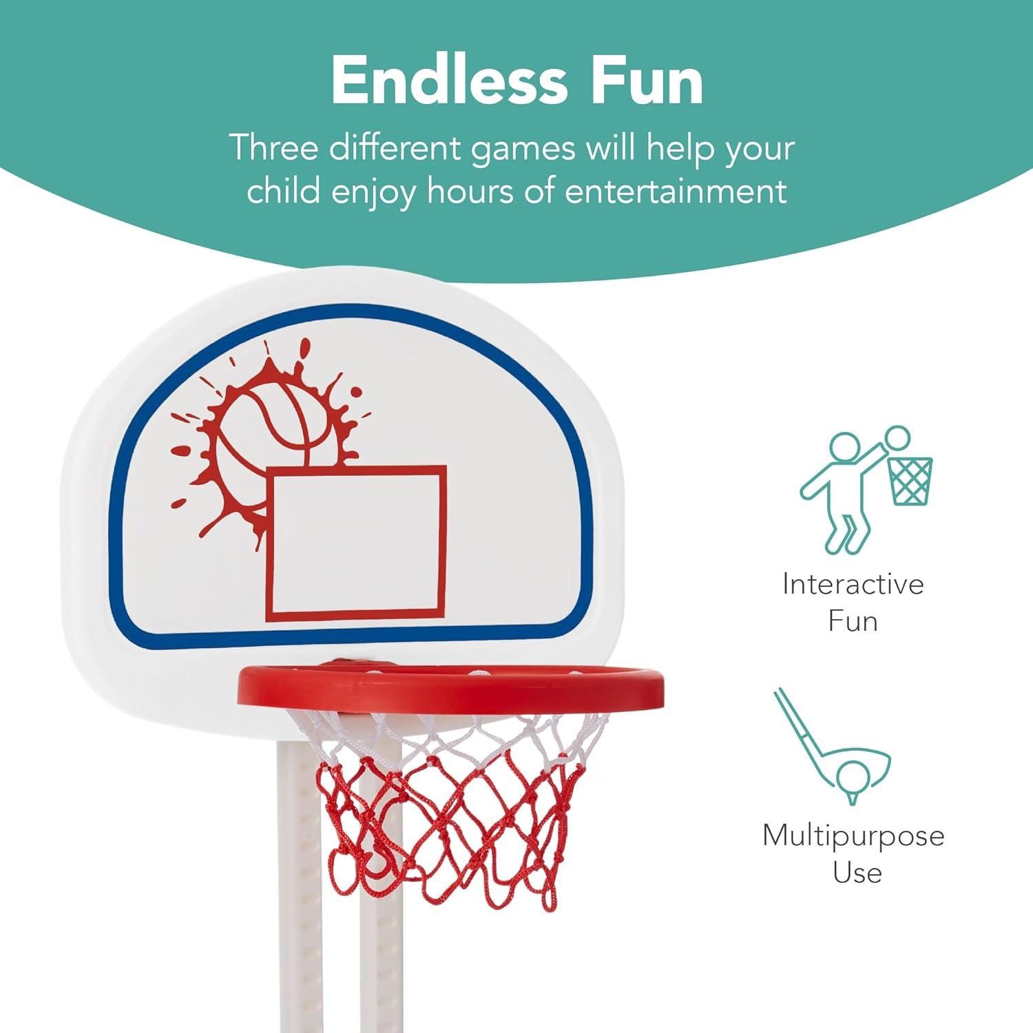 Best Choice Products 3-in-1 Toddler Basketball Hoop Sports Activity Center Grow With Me Play Set w/ Soccer, Golf