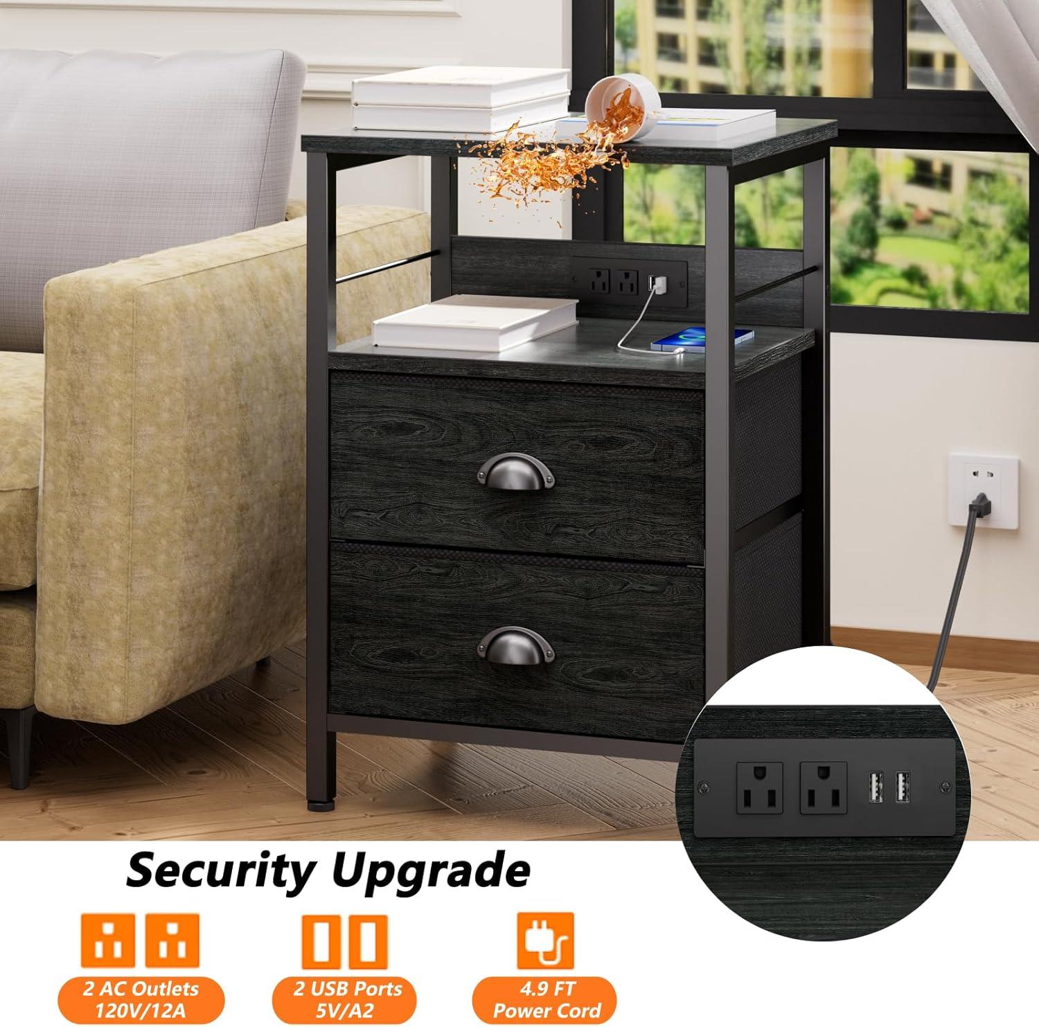 Furologee Nightstands Set of 2, White