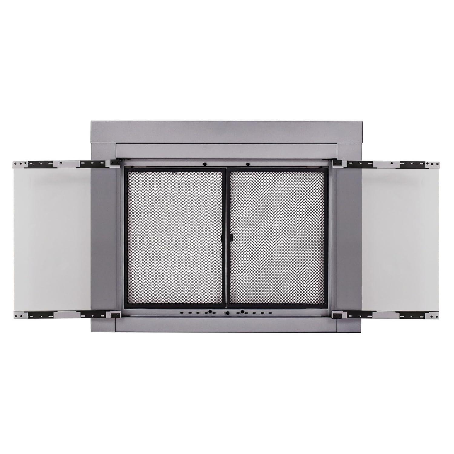 Pleasant Hearth Alpine Collection Fireplace Glass Door, Skyline Nickel - Medium