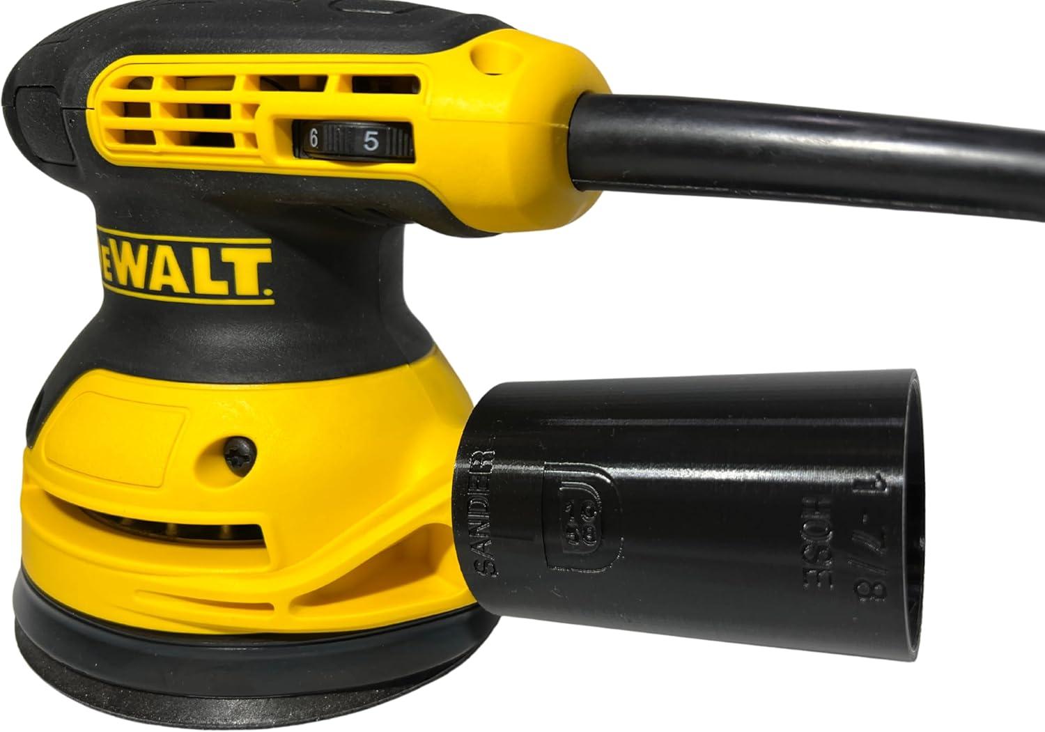Vacuum Adapter for Dewalt or Craftsman Sanders - Dust Collection - Galactic Gadgets 1-1/4in - Black