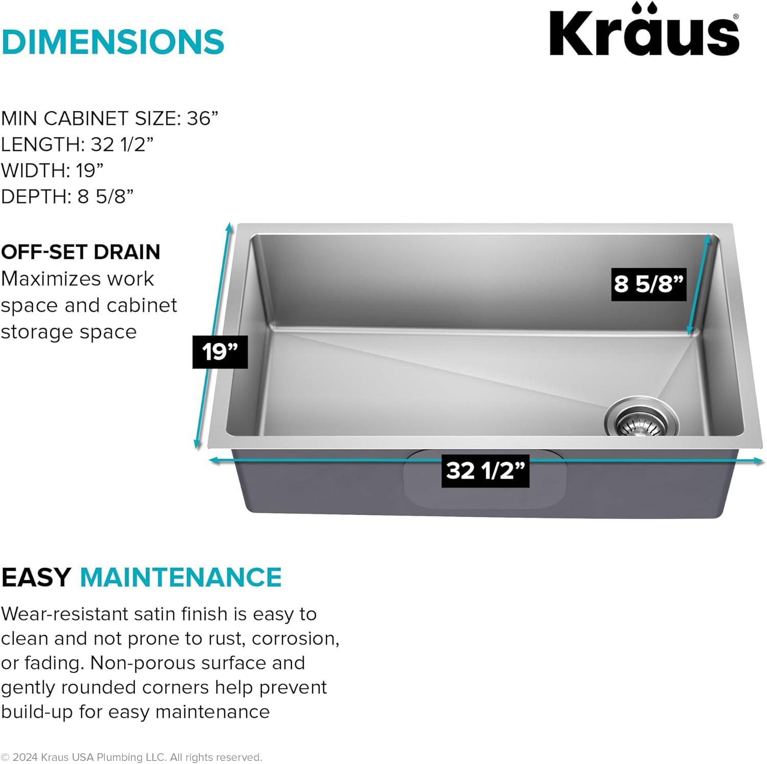 KRAUS Fairlane Undermount 18-Gauge Stainless Steel Kitchen Sink