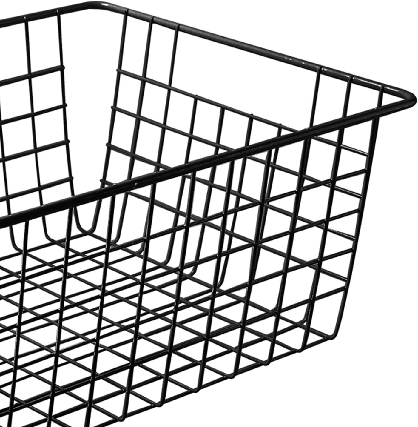 Wire Baskets for Organizing Household 2 Pack Pantry Baskets For Storage Pantry Wire Black Metal Storage Bins