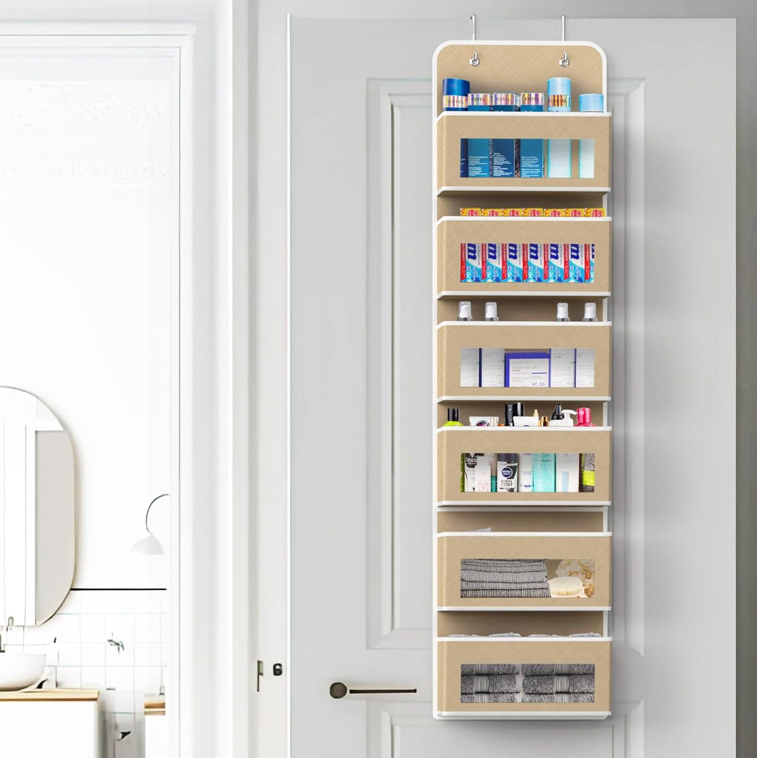 Simple Houseware Baby Over The Door Hanging Organizer Storage, 6 Clear Window Pocket, Beige