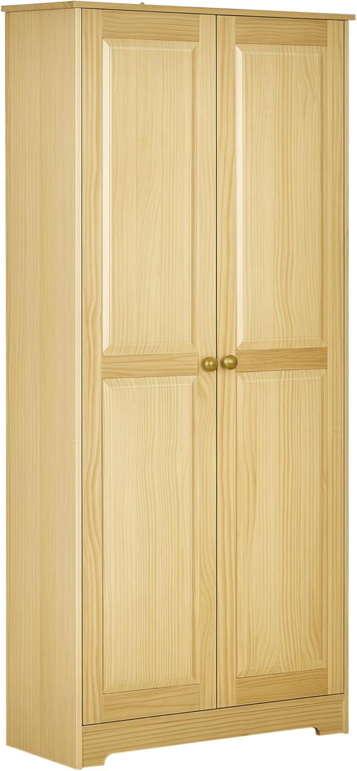 Ophelia & Co. 67" Pinewood Kitchen Pantry Storage Cabinet, Freestanding Cabinets With Doors And Shelf Adjustability