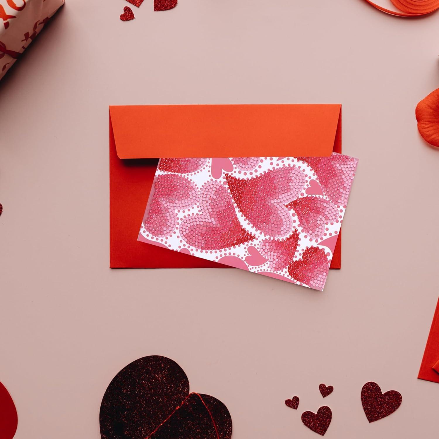 Diamond Dotz Hearts Swirl Diamond Art Cards, Handmade Diamond Painting Cards Kit, Handmade Greeting Cards Kits for Valentines Notes and Special Occasions